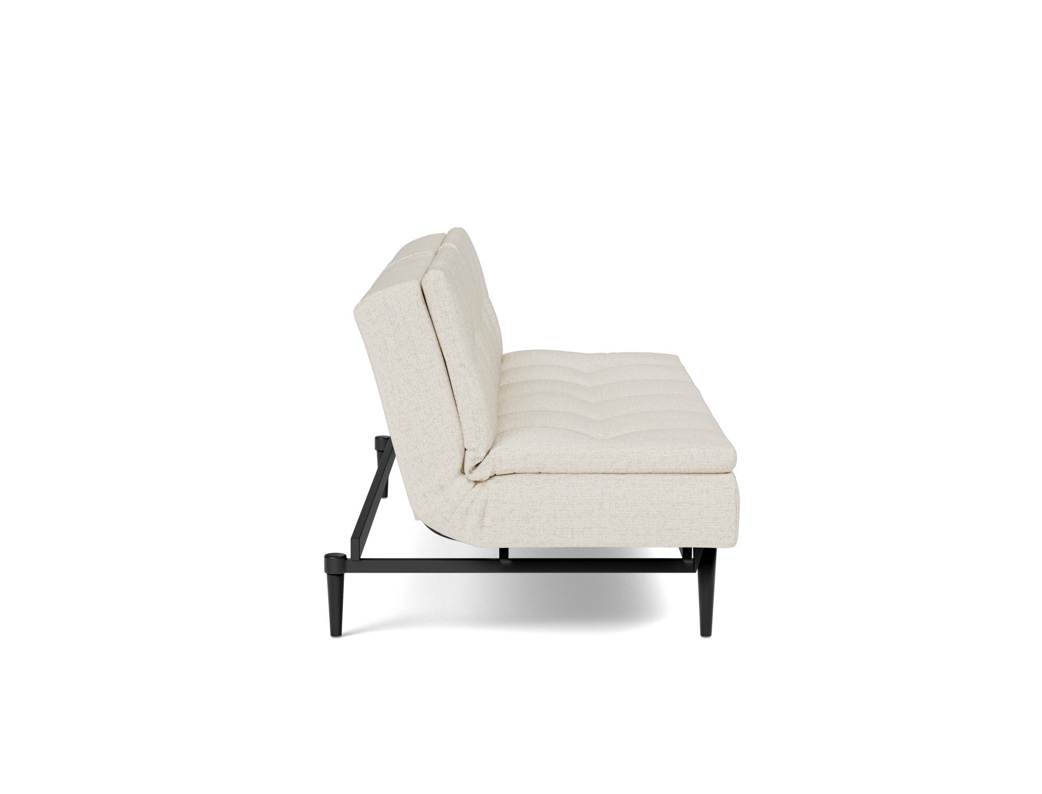 Schlafsofa Dublexo Boucle Skandi 531-Off-White Beine Styletto Eiche schwarz