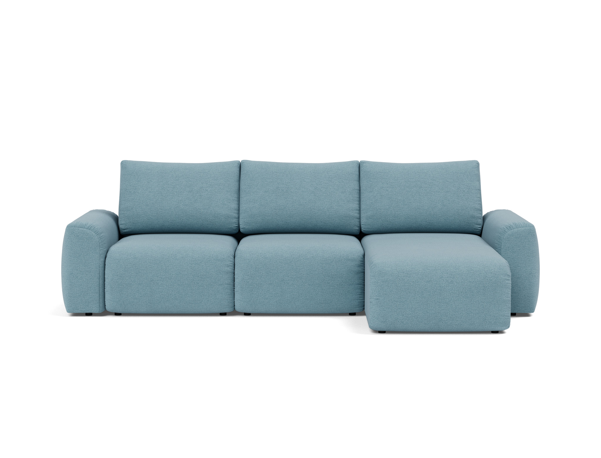 Schlafsofa Norum mit Chaiselongue und Chunky-Armlehnen Flachgewebe Mixed Dance 525-Light-Blue