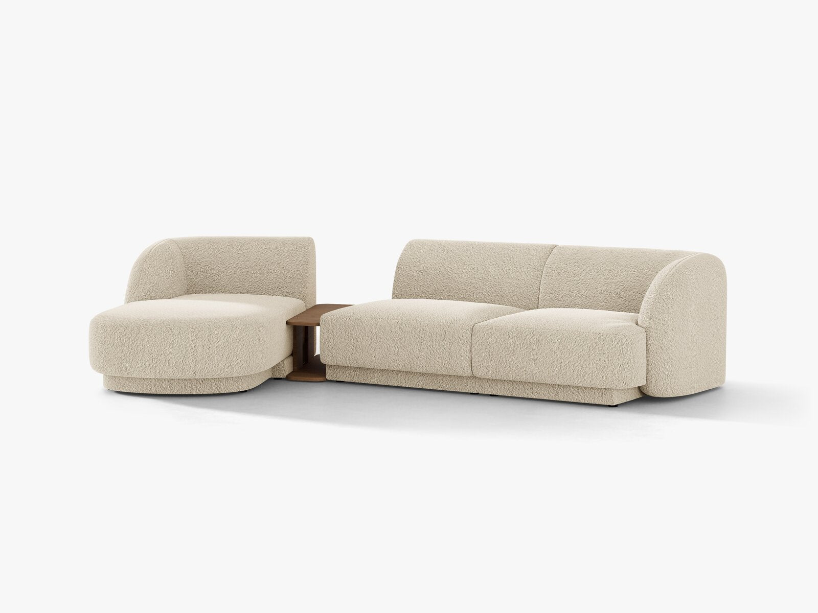 Micadoni Modulares Sofa Miley mit Recamiere 3-Sitzer Links Boucle Baloo Beige