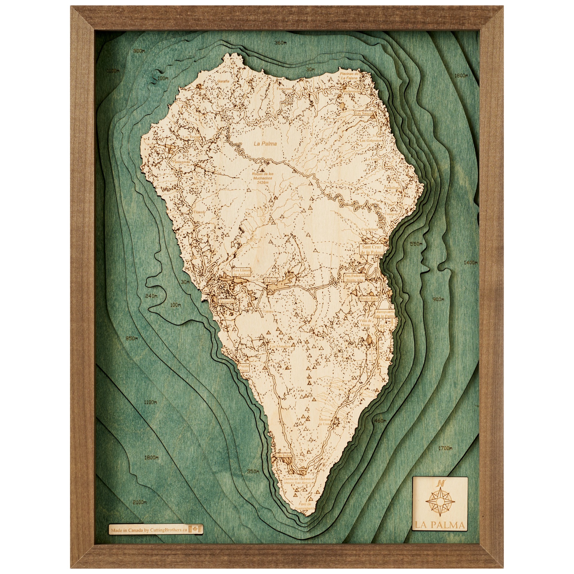 Cutting Brothers 3D Holz-Wandkarte La Palma 35 x 35 moebelfaktor
