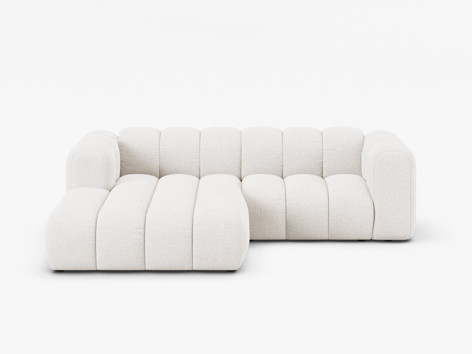 Micadoni Modulares Ecksofa Lupine 3-Sitzer Links Boucle Baloo Weiß