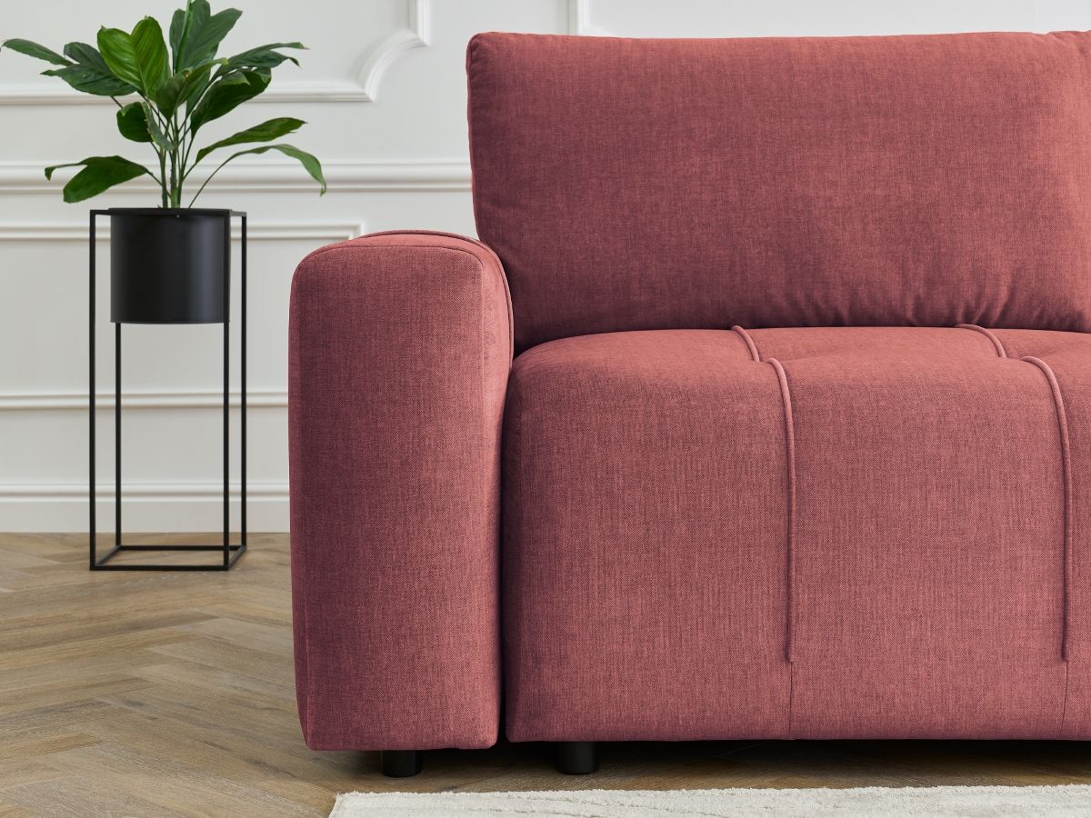 Bobochic Arsene Ecksofa mit Schlaffunktion und Bettkasten 277 × 200 cm Samt Orange Ecke rechts