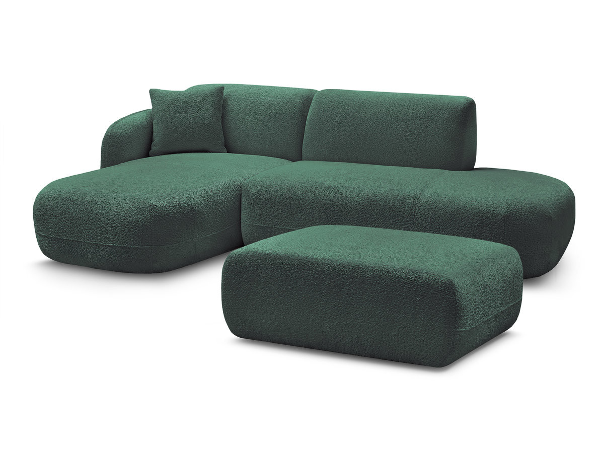 Bobochic Anda Ecksofa mit Pouf 241 × 163 cm Chenille Dunkelgrün Ecke links