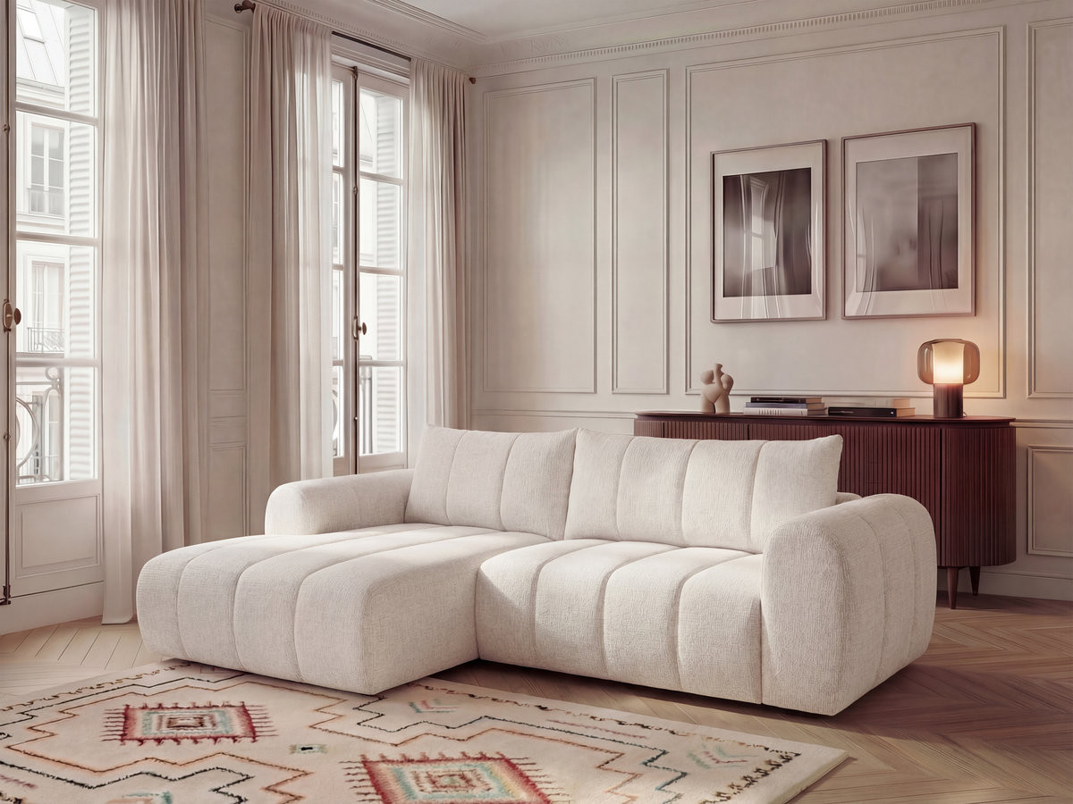 Bobochic Nesty Ecksofa 272 cm Melange-Stoff Beige Ecke links
