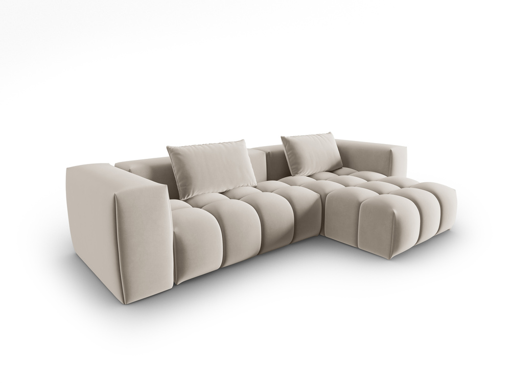 Cosmopolitan Design Ecksofa Verona 3-Sitzer Samt Casino Ecru Rechts