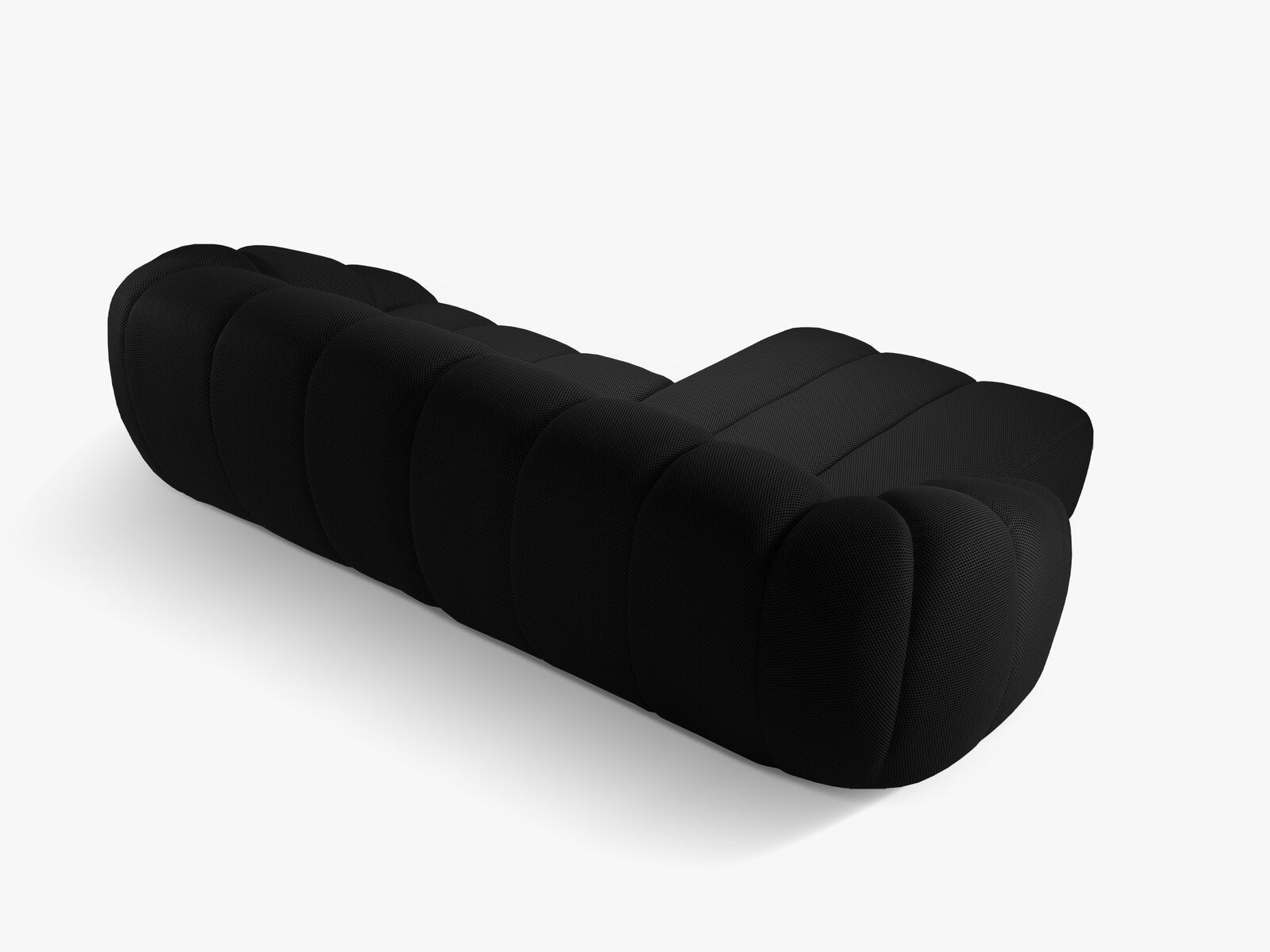 Micadoni Ecksofa Diana 4-Sitzer Links 3D-Stoff Schwarz
