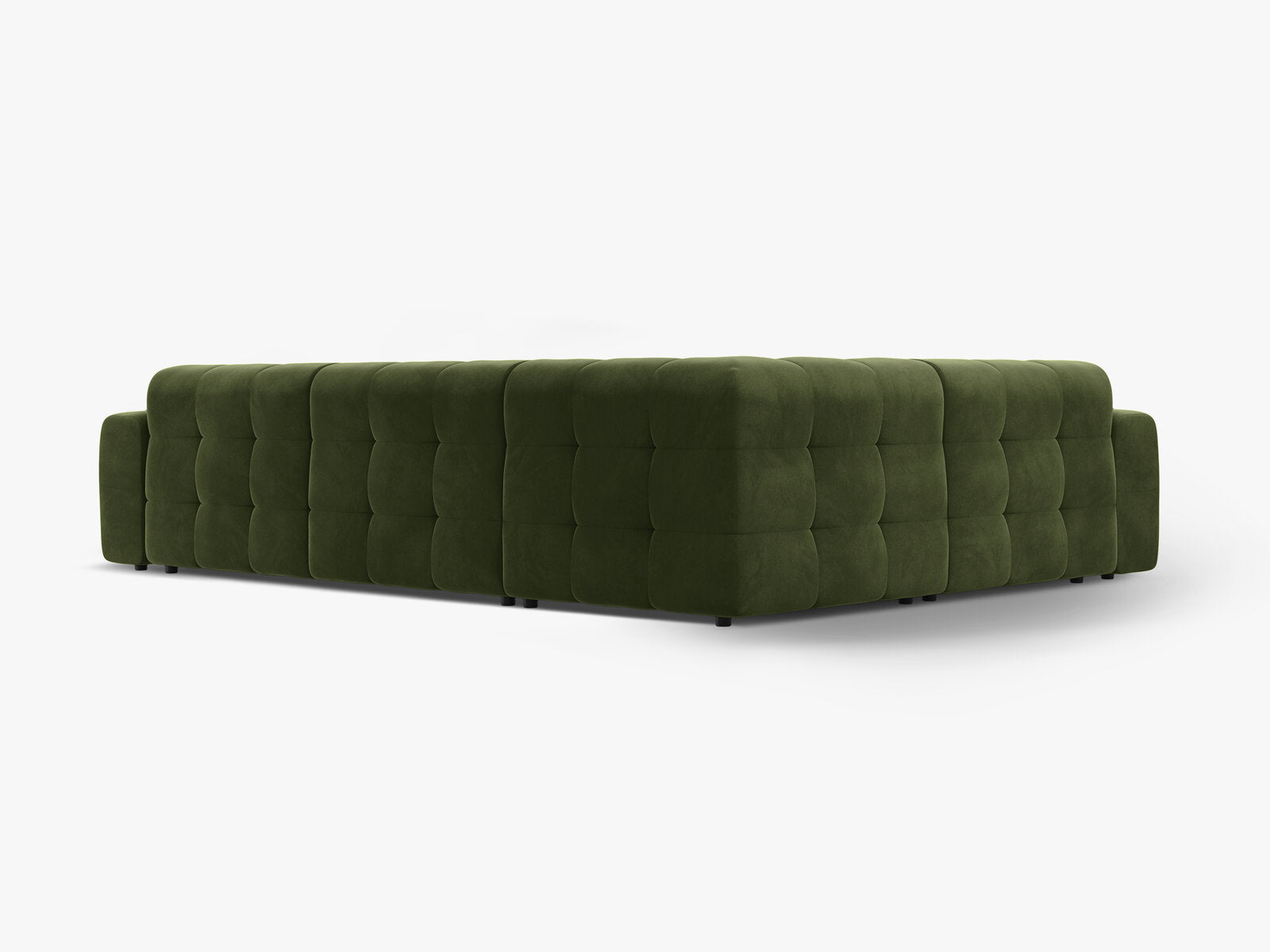 Micadoni Ecksofa Kendal 6-Sitzer Links Samt Armeegrün