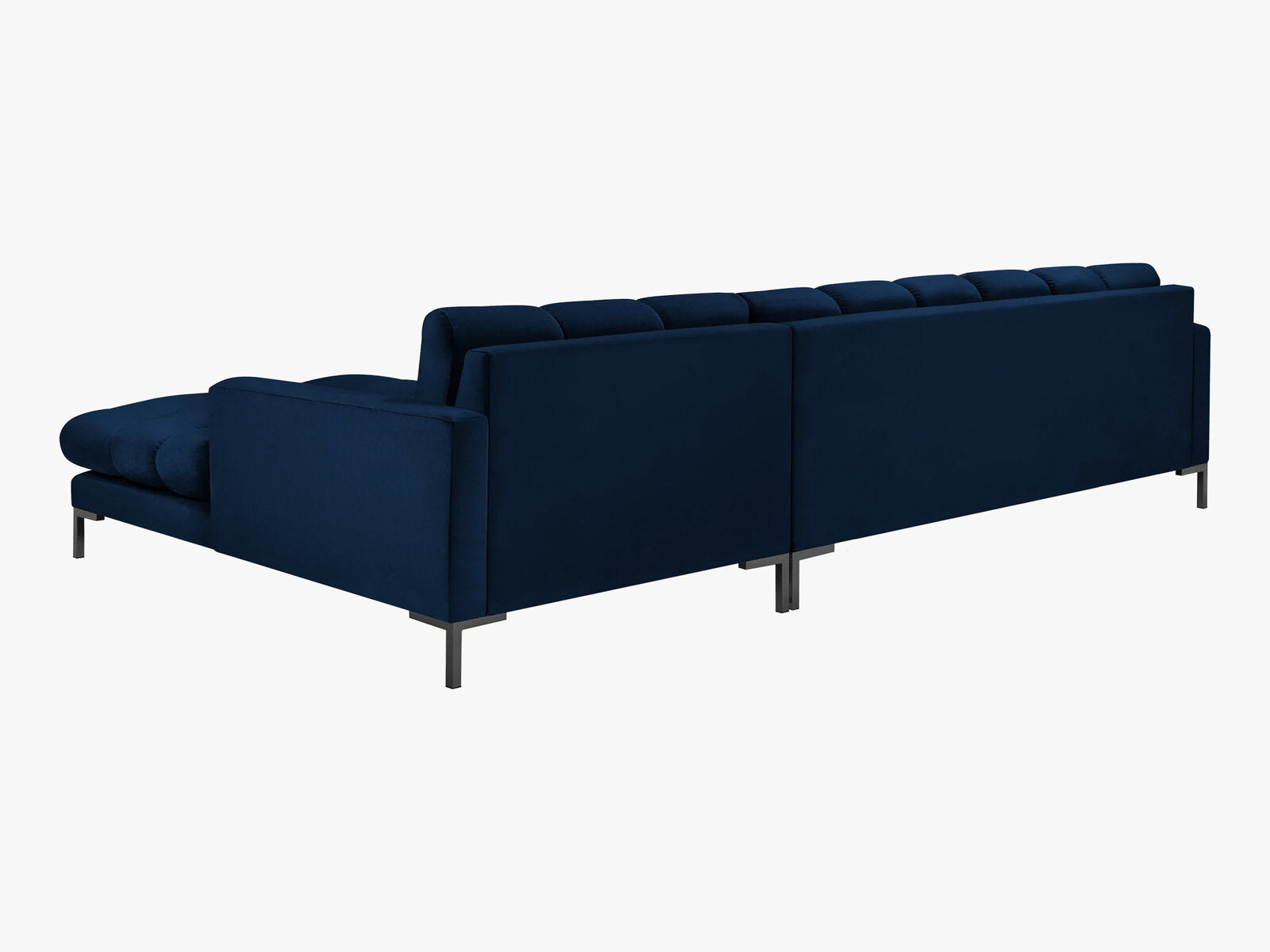 Micadoni Ecksofa Mamaia 5-Sitzer Rechts Samt Bluvel Königsblau schwarze Beine