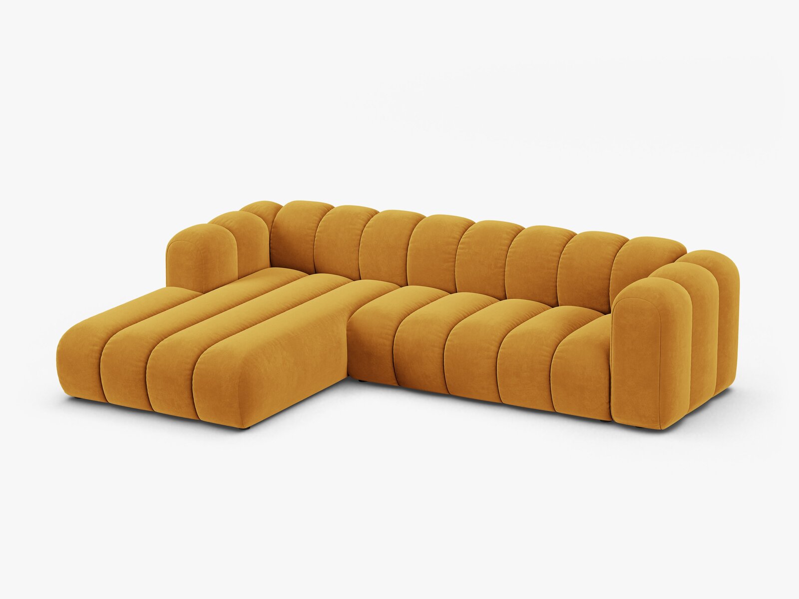 Micadoni Modulares Ecksofa Lupine 4-Sitzer Links Samt Venus Gelb