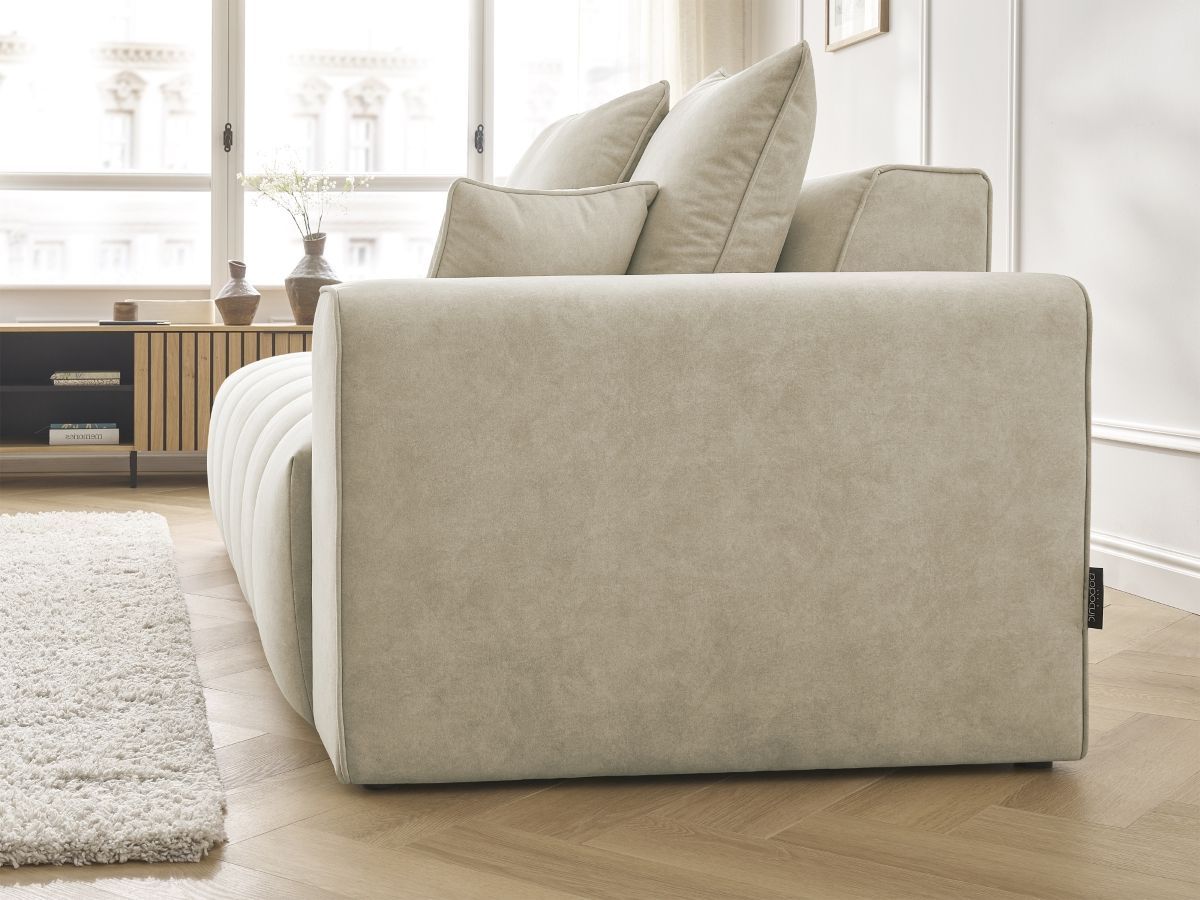 Bobochic Mont-blanc Sofa 4-Sitzer Samt Beige Armlehne rechts