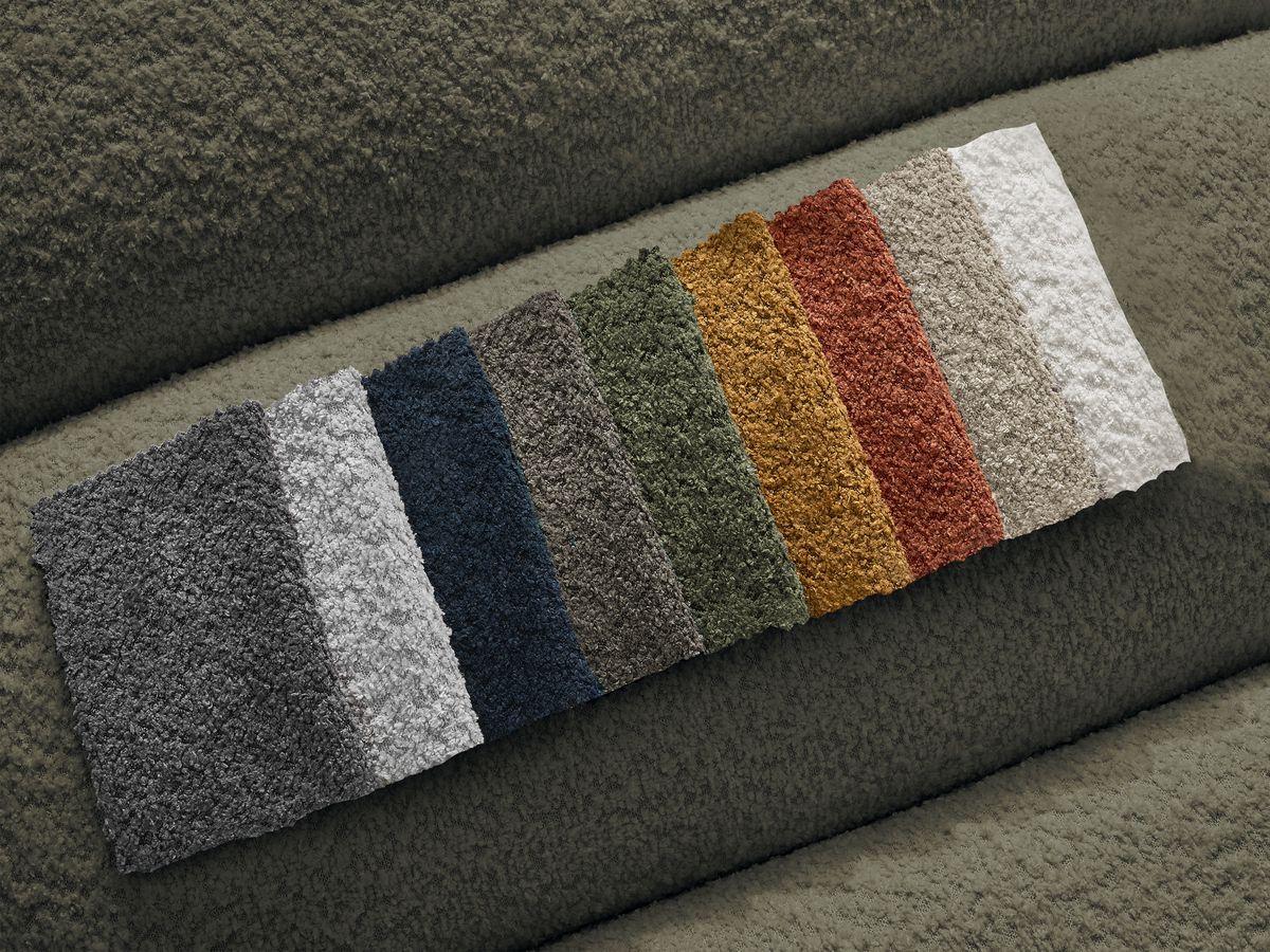 Bobochic Talia Ecksofa mit Pouf Bouclé-Stoff Grün Ecke links