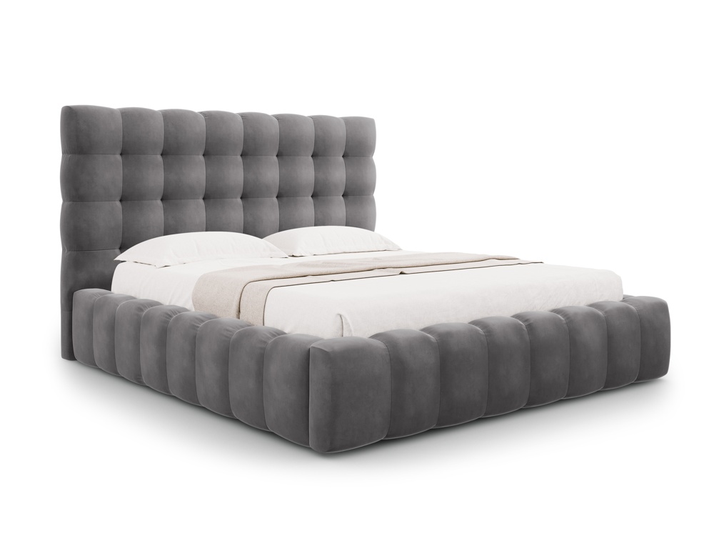 Cosmopolitan Design Stauraumbett mit Kopfteil Bali 140x200 Samt Bluvel Grau