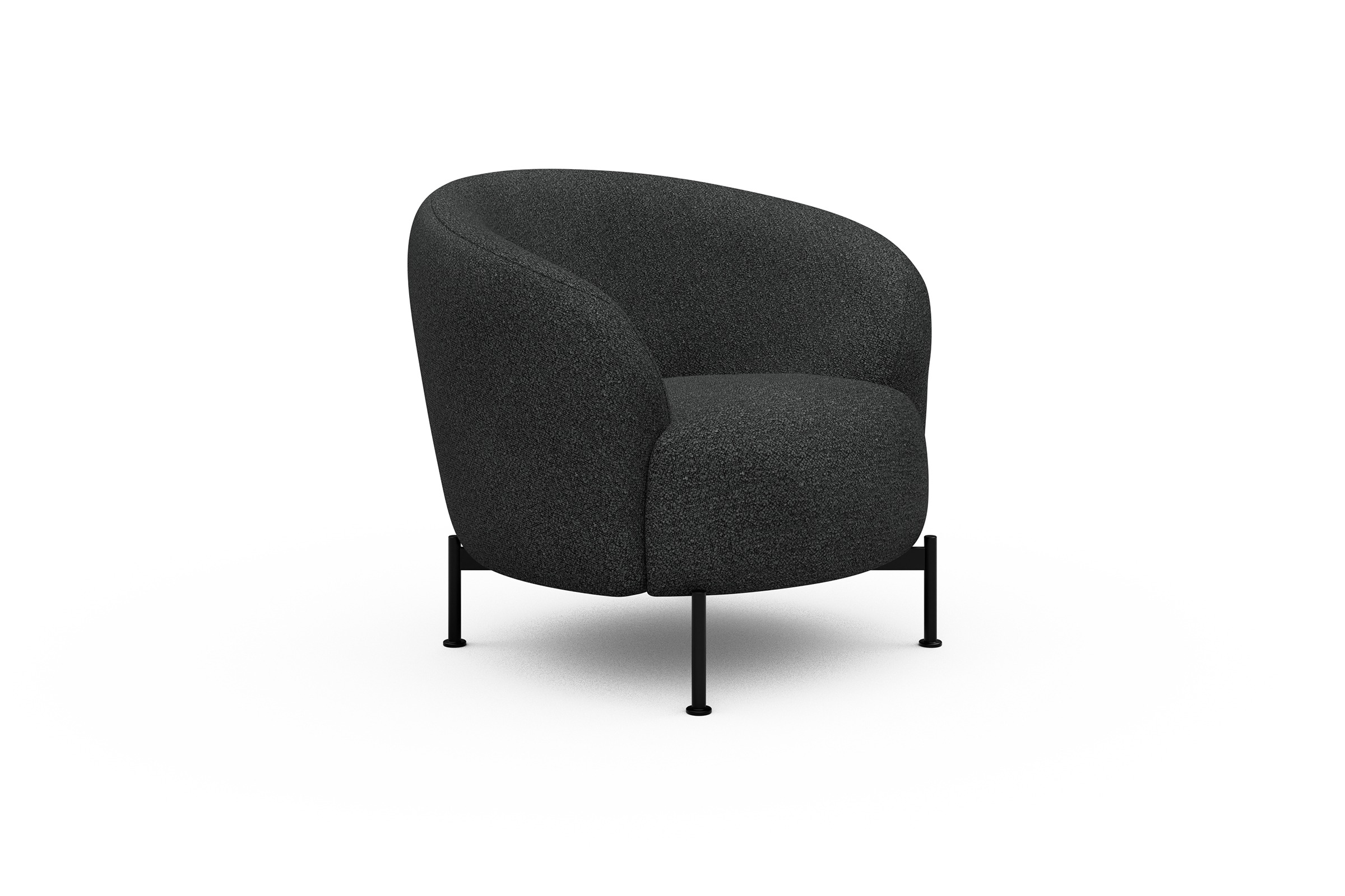 Sessel Ronda X-Metallgestell Schwarz Boucle-Charcoal