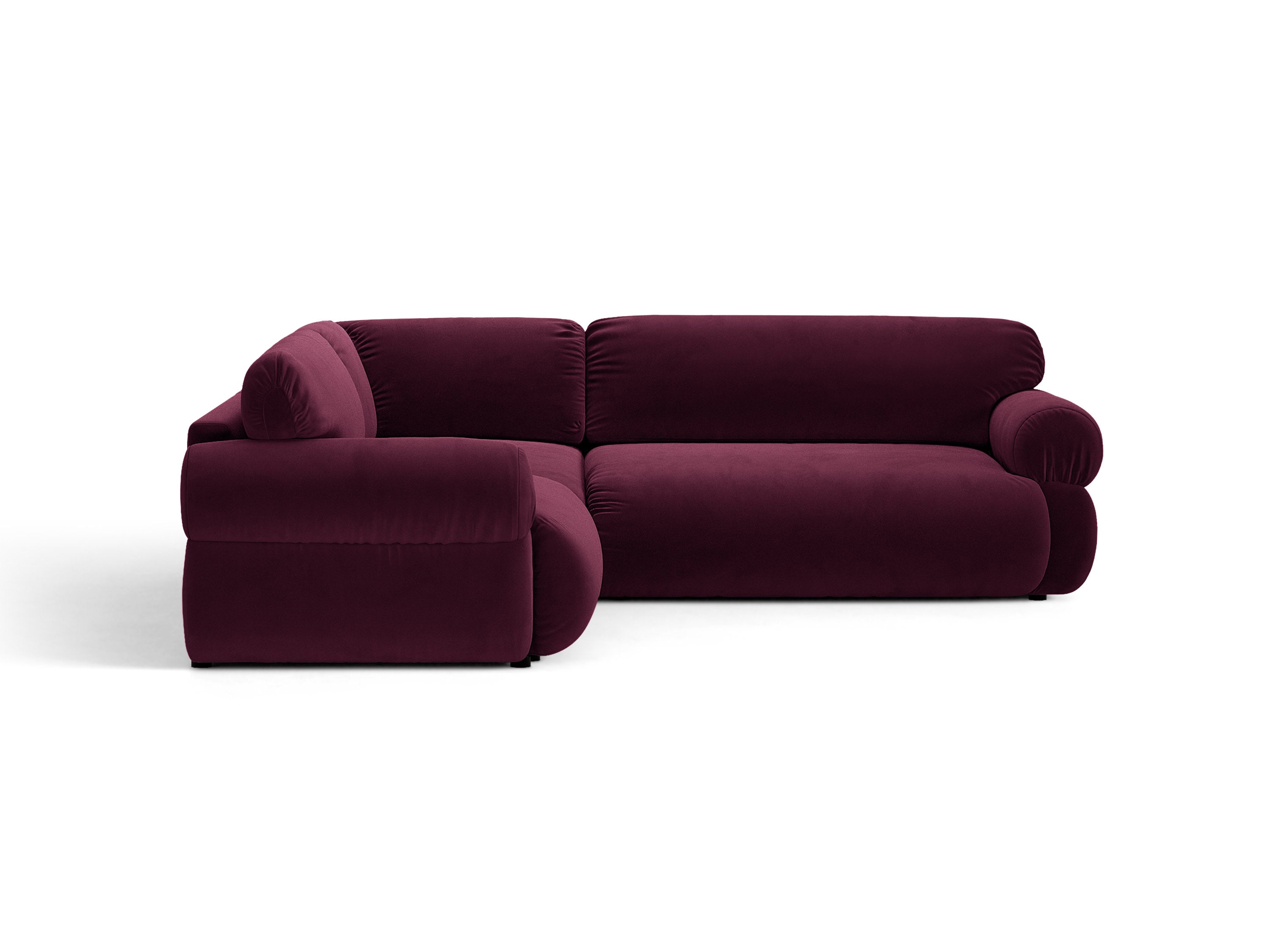 Micadoni Ophelia Symmetrisches Ecksofa Samt Venus Burgundfarben