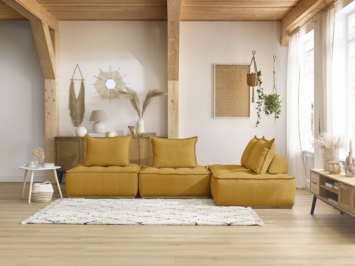 Bobochic Elisa Ecksofa Strukturstoff Gelb