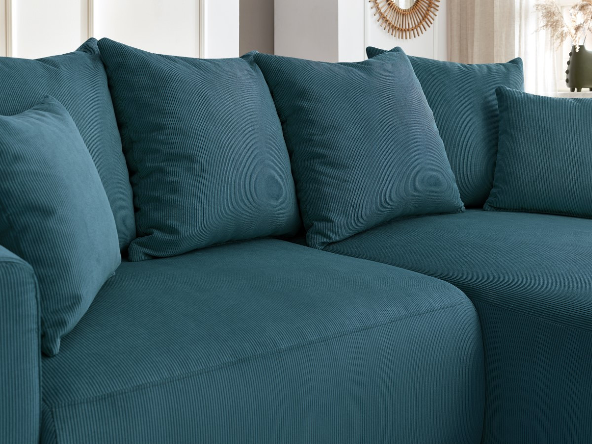 Bobochic Enjoy Ecksofa Cordsamt Dunkelblau Ecke rechts