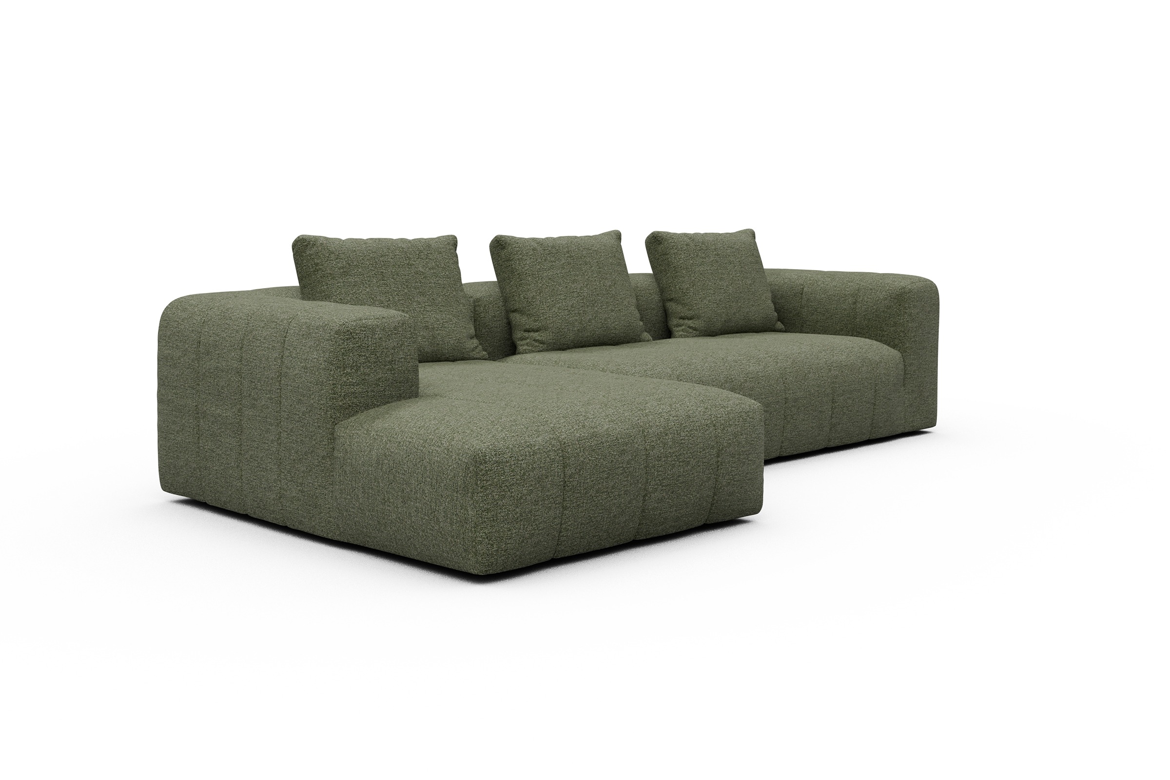 Ecksofa Hugo 2,5-Sitzer Armlehne rechts mit Chaiselongue Carreno-Vivid-Green