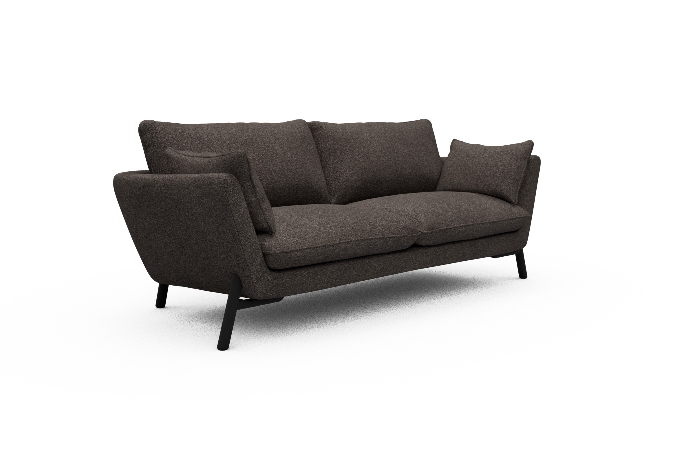 Sofa Emil 3-Sitzer Beinfarbe Eiche Schwarz Boucle-Taupe