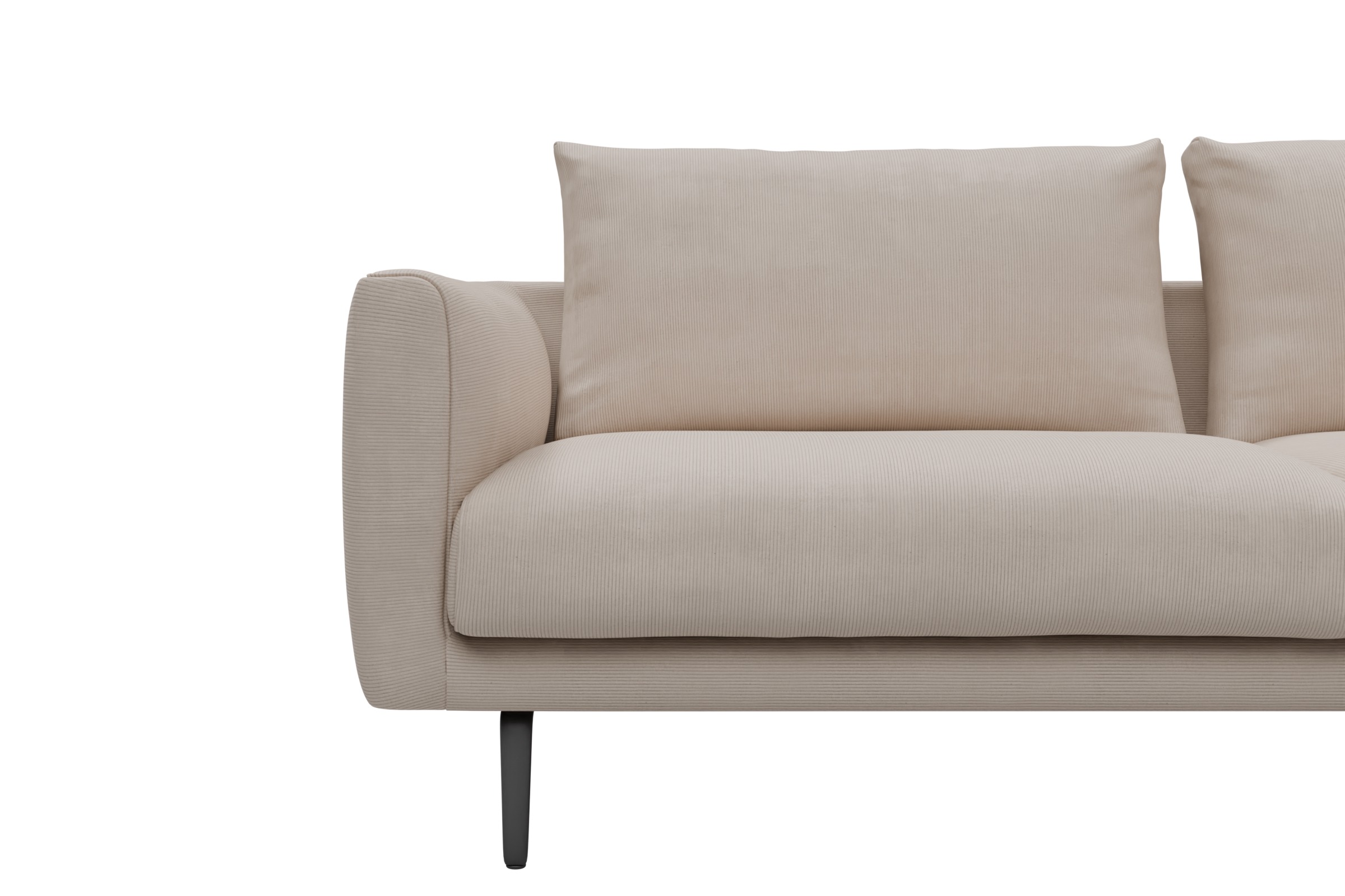 Ecksofa Karl Chaiselongue rechts mit 2,5-Sitzer Cordufine-Off-White