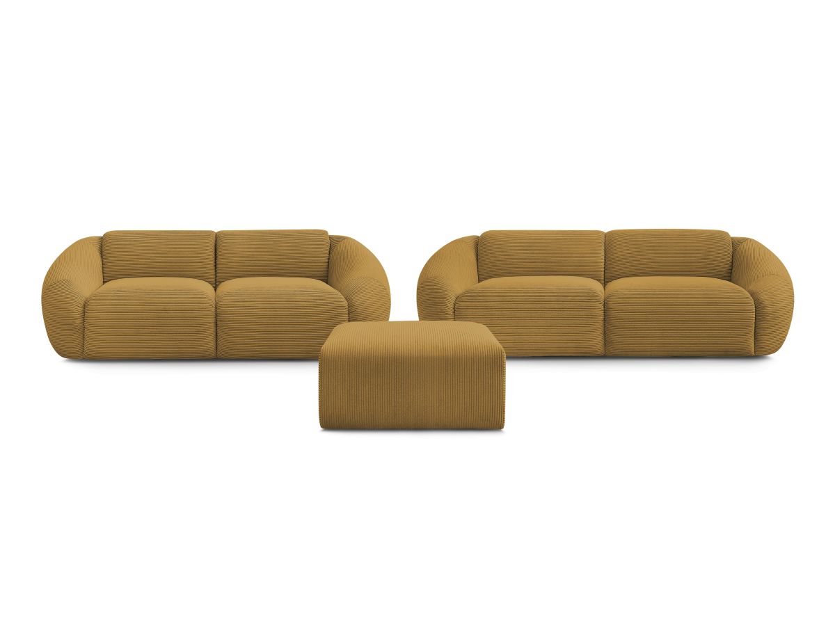 Bobochic Tina Sofa 6-Sitzer mit Pouf Cordsamt Gelb