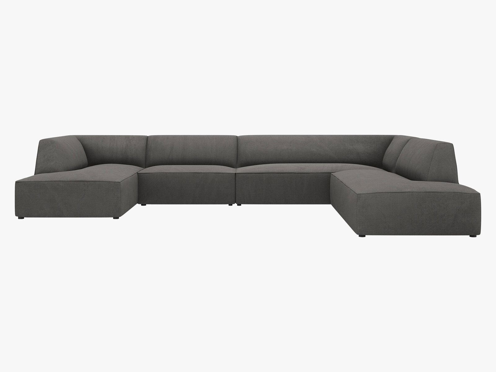 Micadoni Panorama-Ecksofa Ruby 7-Sitzer Rechts Kord Scala Dunkelgrau