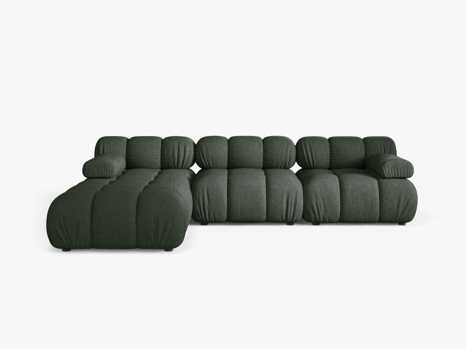 Micadoni Modulares Sofa Bellis 4-Sitzer mit flachem Modul Strukturierter Stoff Liberty Moßgrün