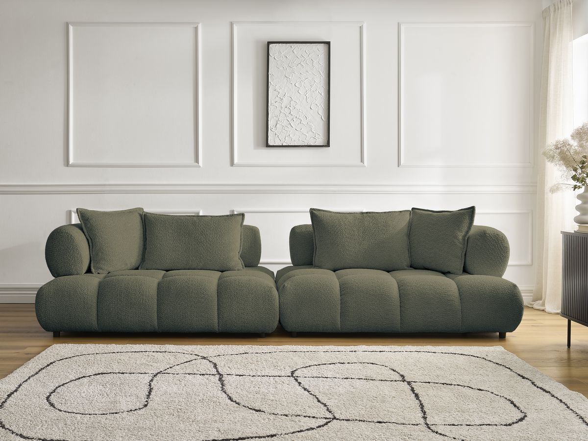 Bobochic Alya Sofa 4-Sitzer Bouclé-Stoff Grün