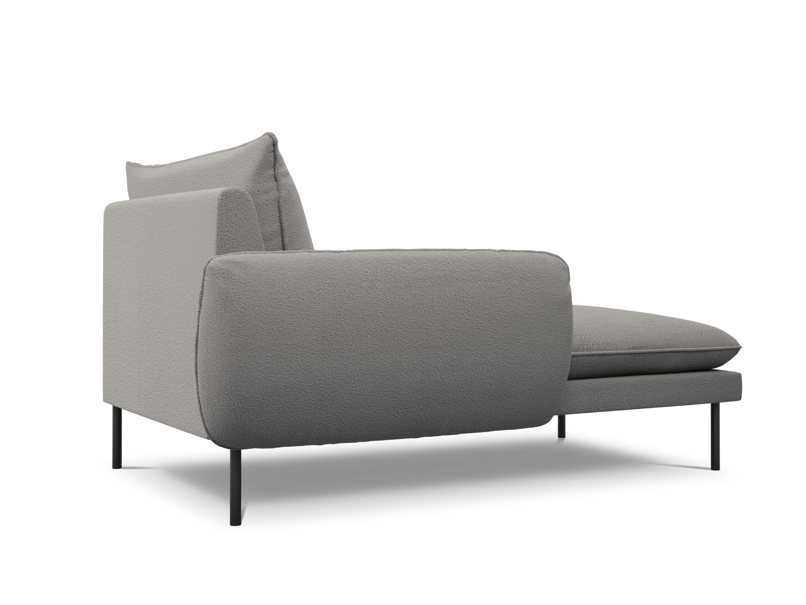 Cosmopolitan Design Chaiselongue Vienna Boucle Ascot Grau Links Beine Schwarzes Metall