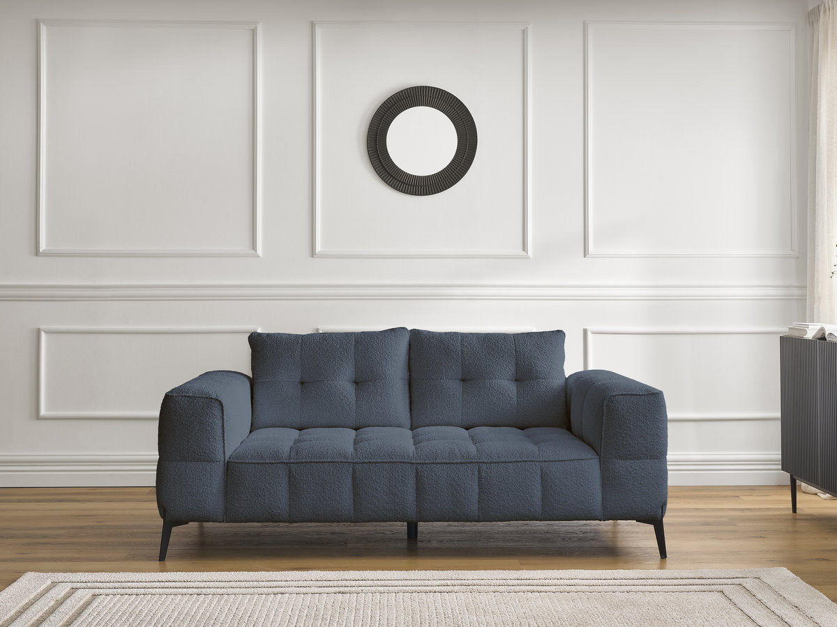 Bobochic Anis Sofa 2-Sitzer Bouclé-Stoff Dunkelblau
