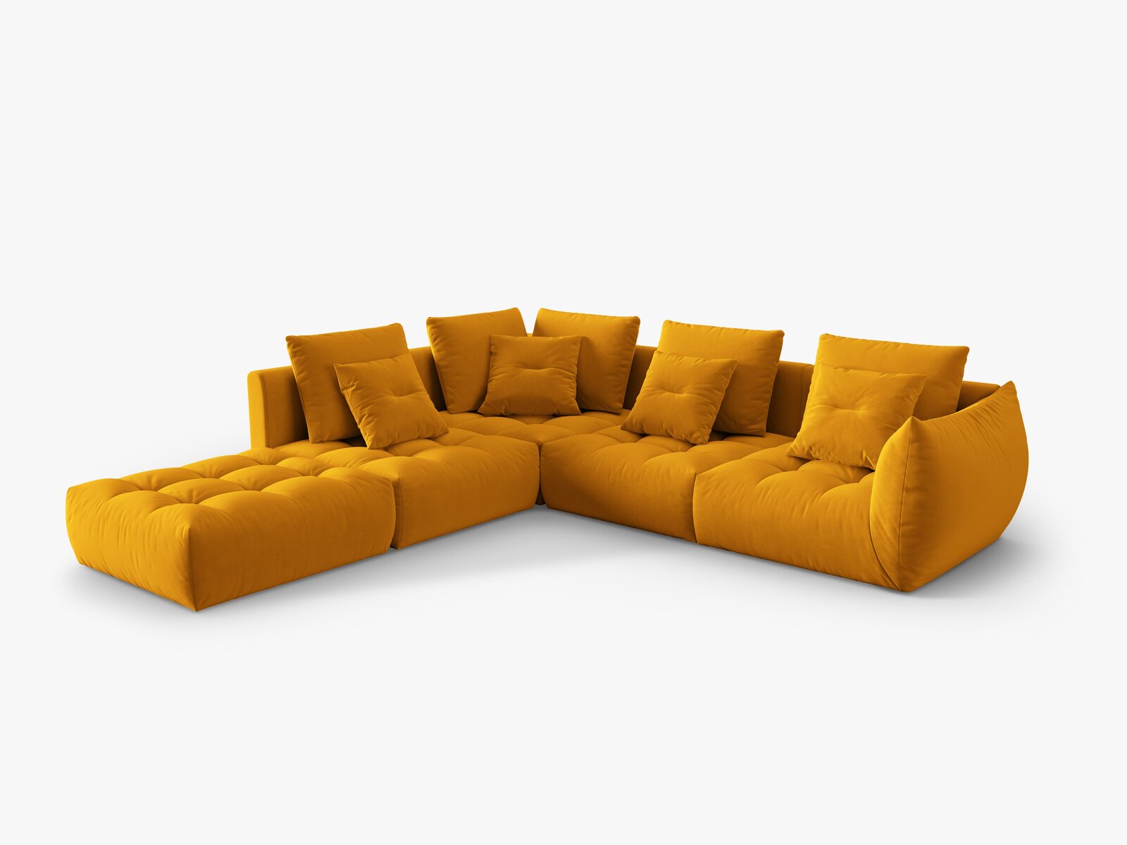 Micadoni Ecksofa Bloom 5-Sitzer Links Samt Gelb