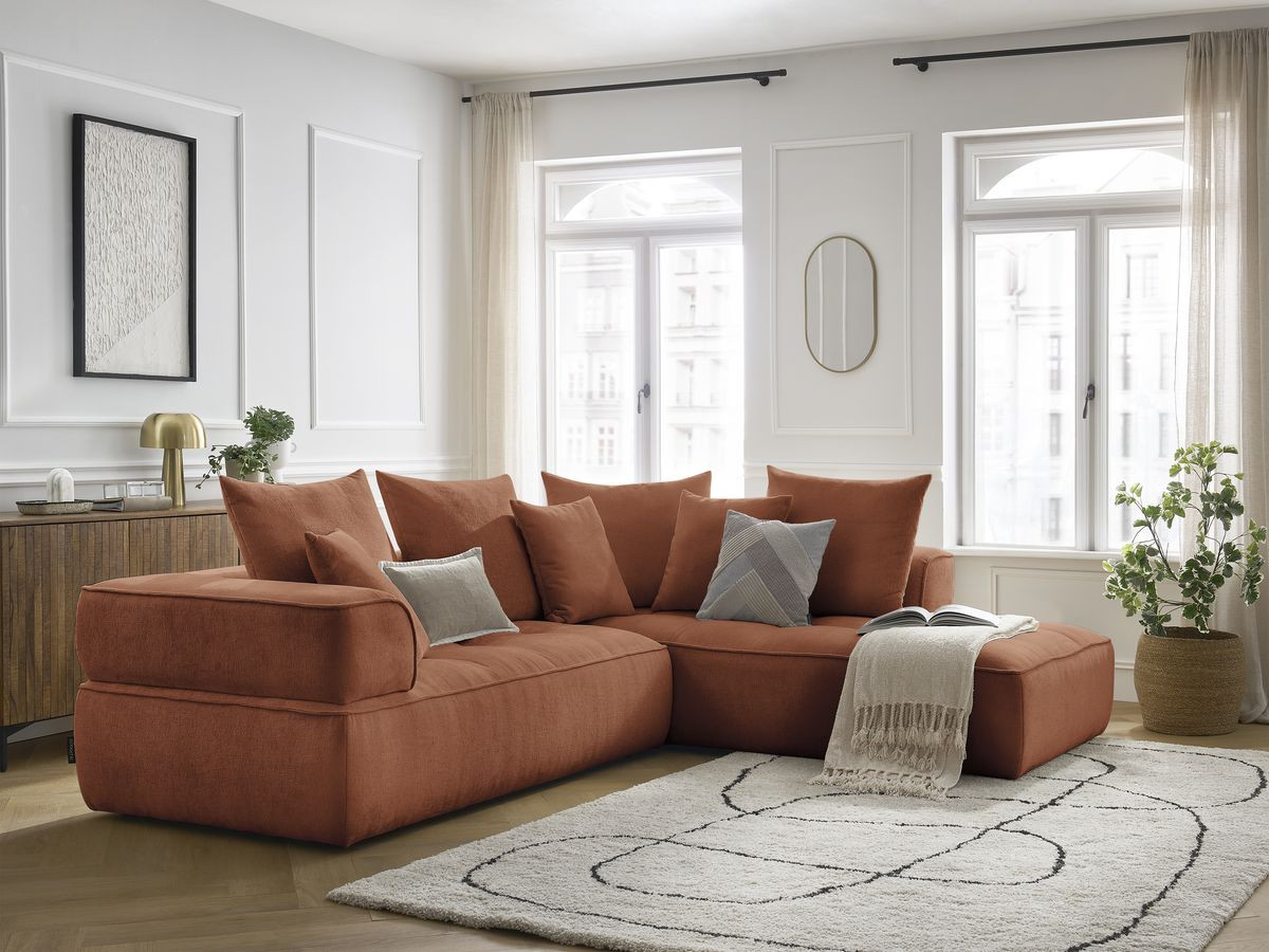 Bobochic Whesley Ecksofa Stoff Orange Ecke rechts