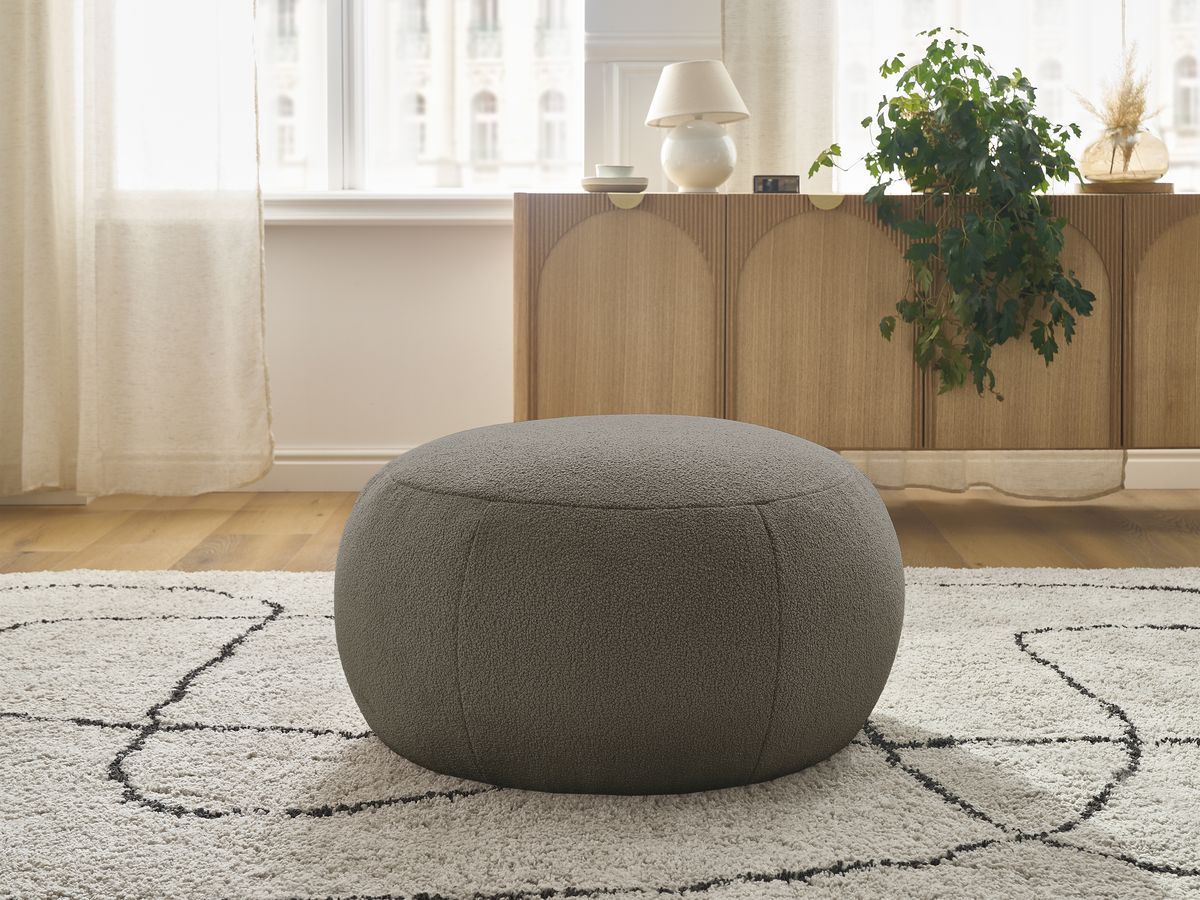 Bobochic Hayden Pouf, rund Bouclé-Stoff Braun, 76 cm