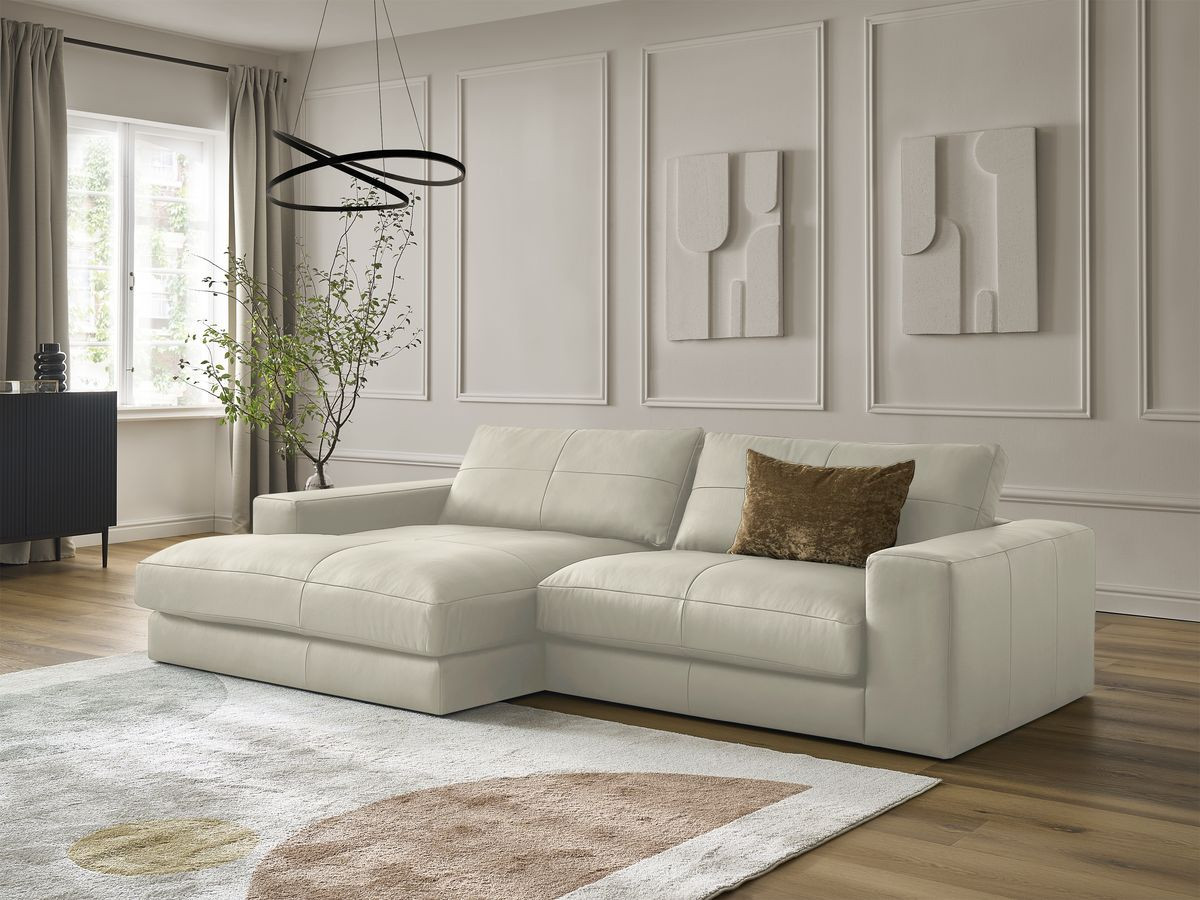 Bobochic Leonard Ecksofa 274 × 159 cm Leder Beige Ecke links