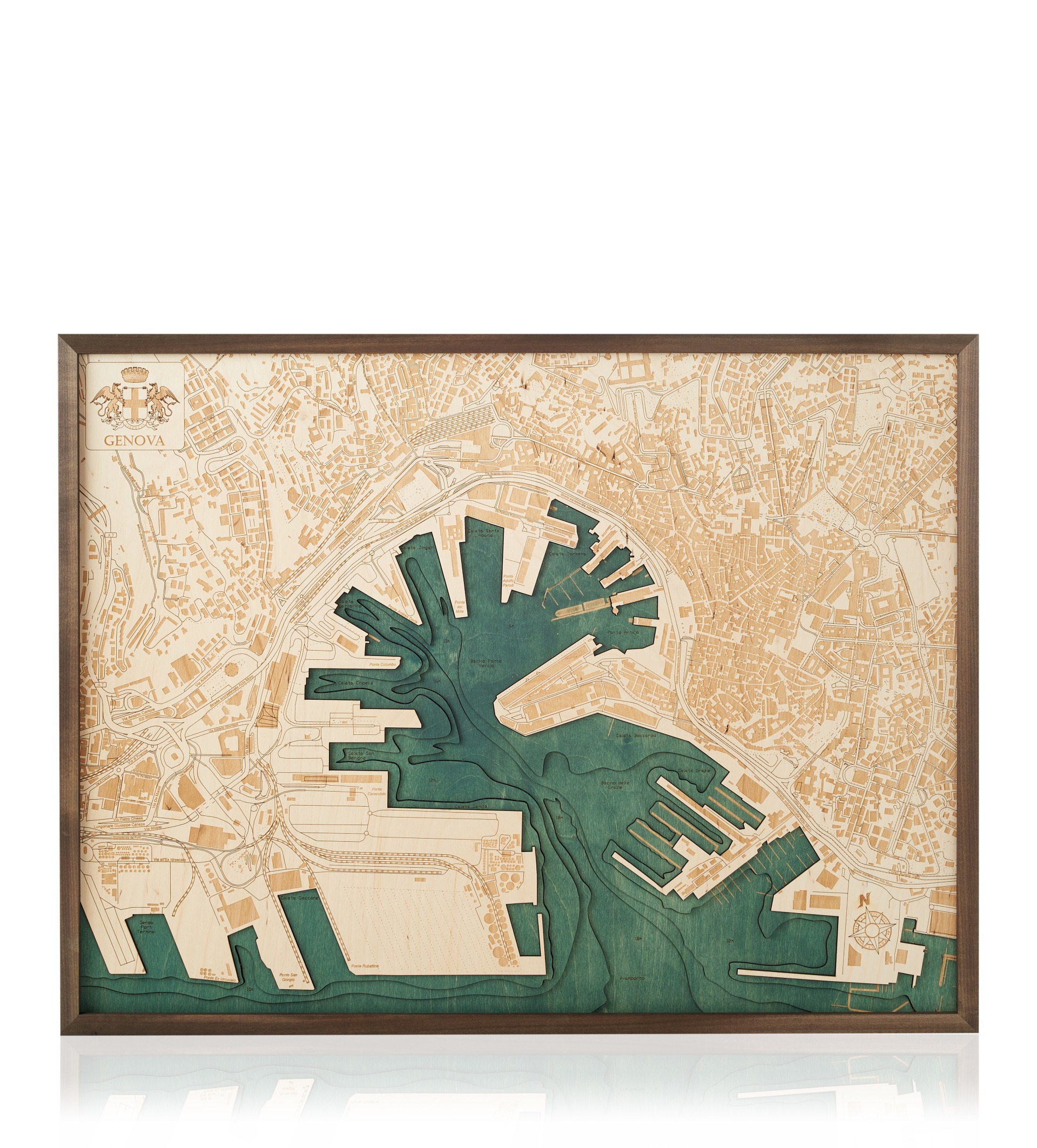 Cutting Brothers 3D Holz-Wandkarte Genua 81 x 61 moebelfaktor