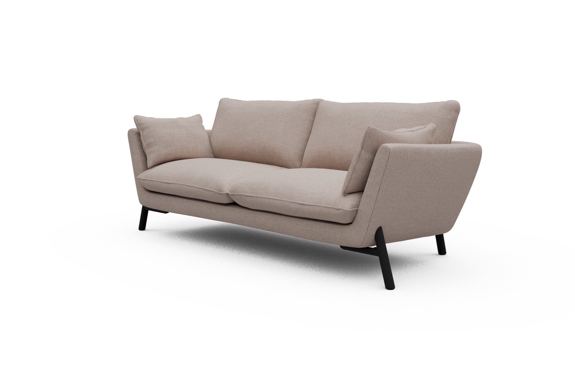 Sofa Emil 3-Sitzer Beinfarbe Eiche Schwarz Weda-Sand