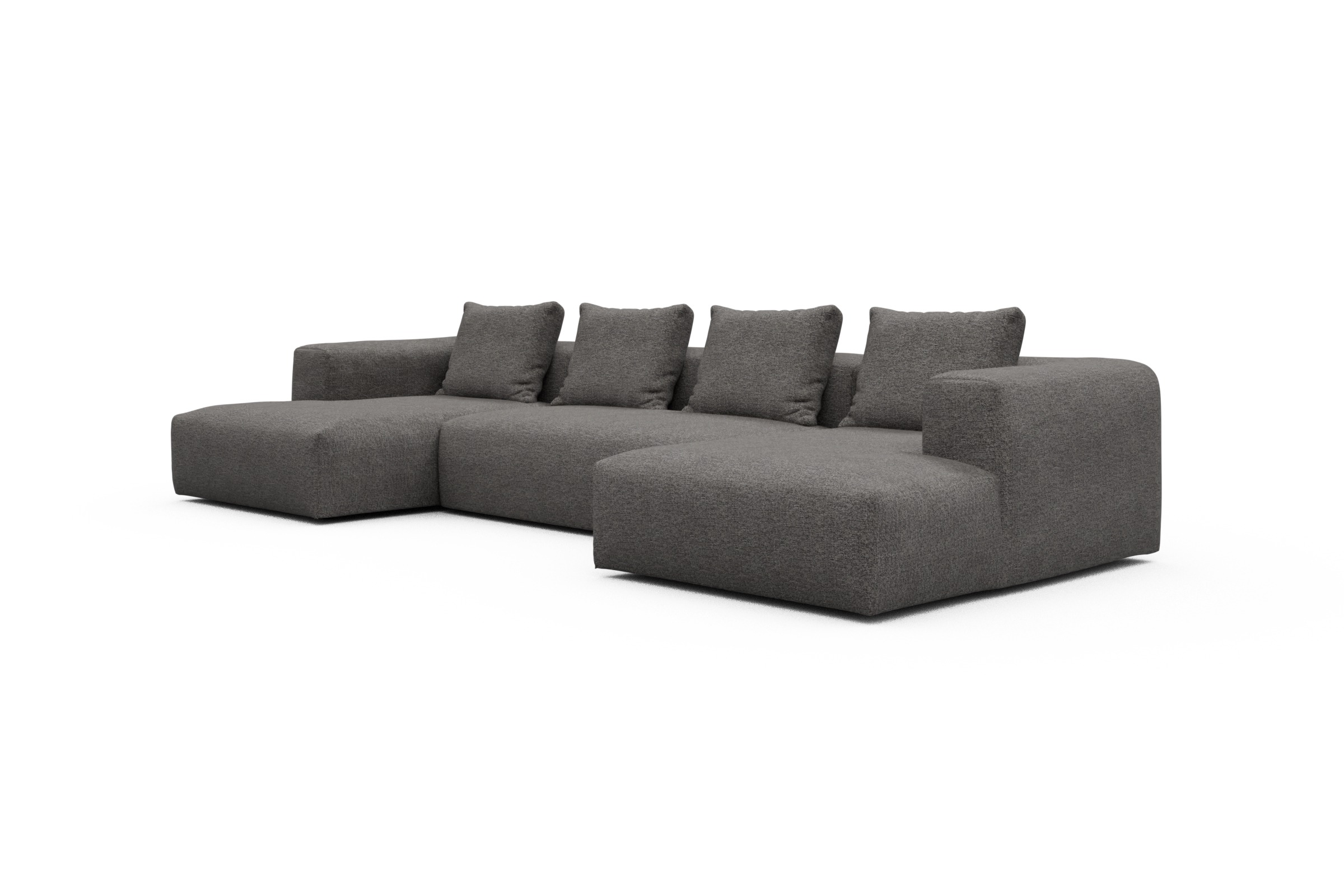 Wohnlandschaft Fred mit 2-Sitzer und Chaiselongue beidseitig Carreno-Salt-and-Pepper