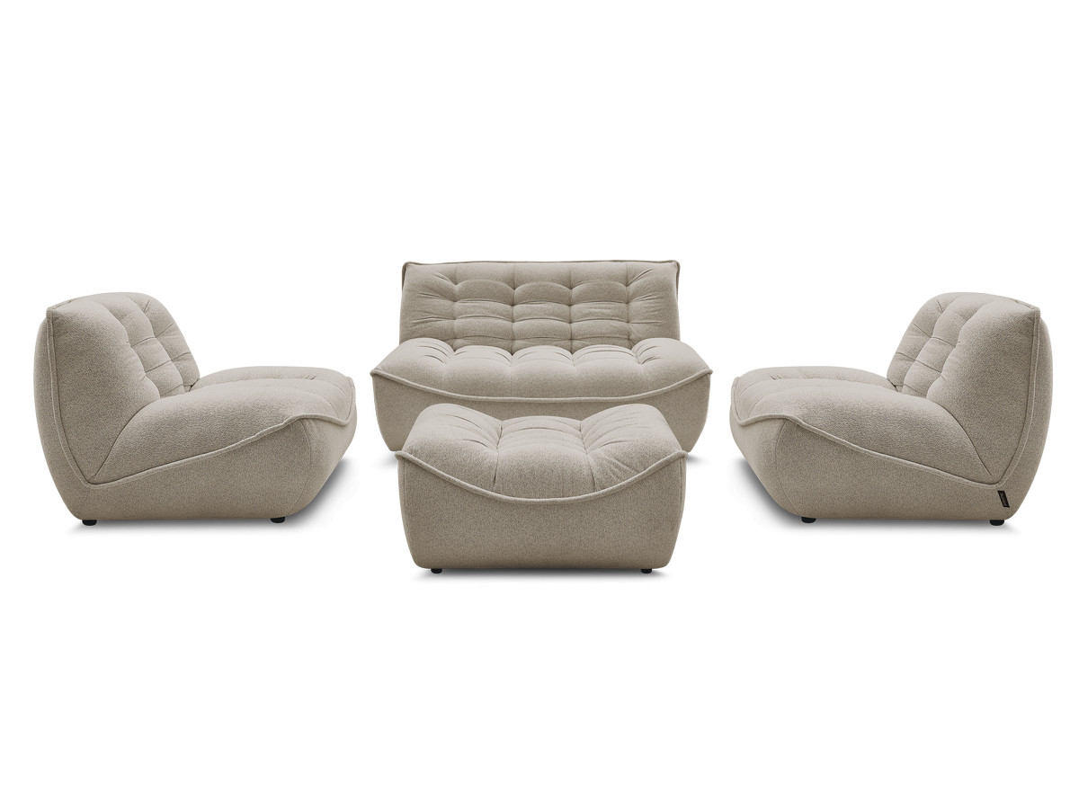Bobochic Serena Sofa 4-Sitzer mit Pouf Melange-Stoff Taupe
