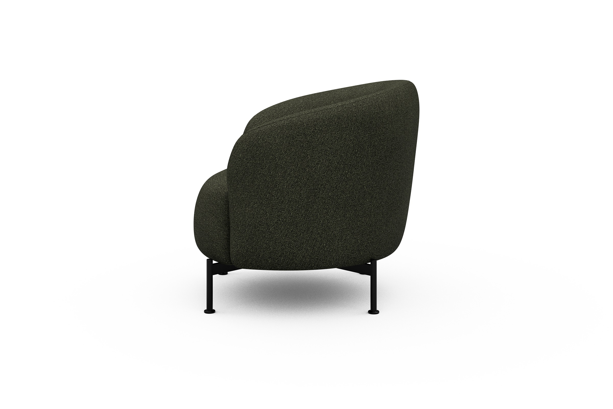 Sessel Ronda X-Metallgestell Schwarz Boucle-Forest-Green
