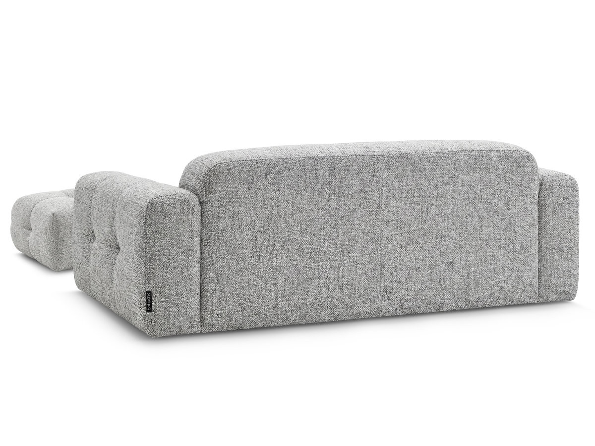 Bobochic Laura Sofa 3-Sitzer mit kleinem Pouf Melange-Stoff Hellgrau