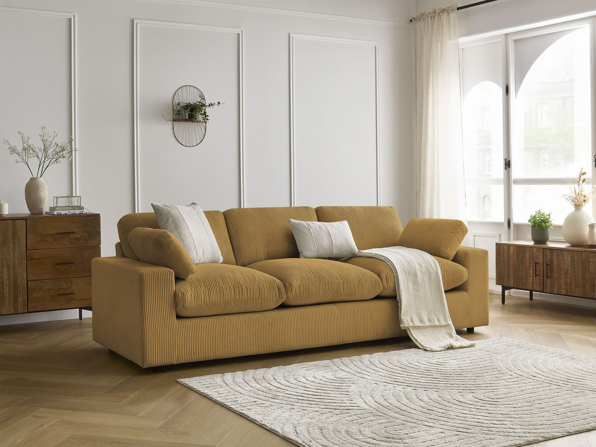 Bobochic Belair Sofa 3-Sitzer 250 × 93 cm Cordsamt Gelb