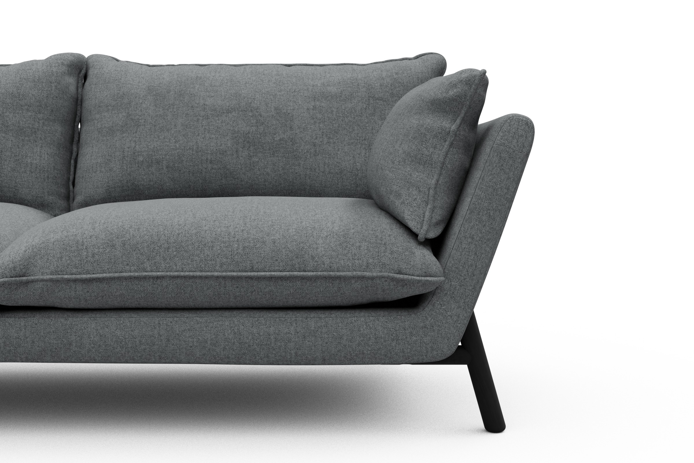 Sofa Emil PREMIUM 2-Sitzer Beinfarbe Eiche Schwarz Casone-Gravel-Grey