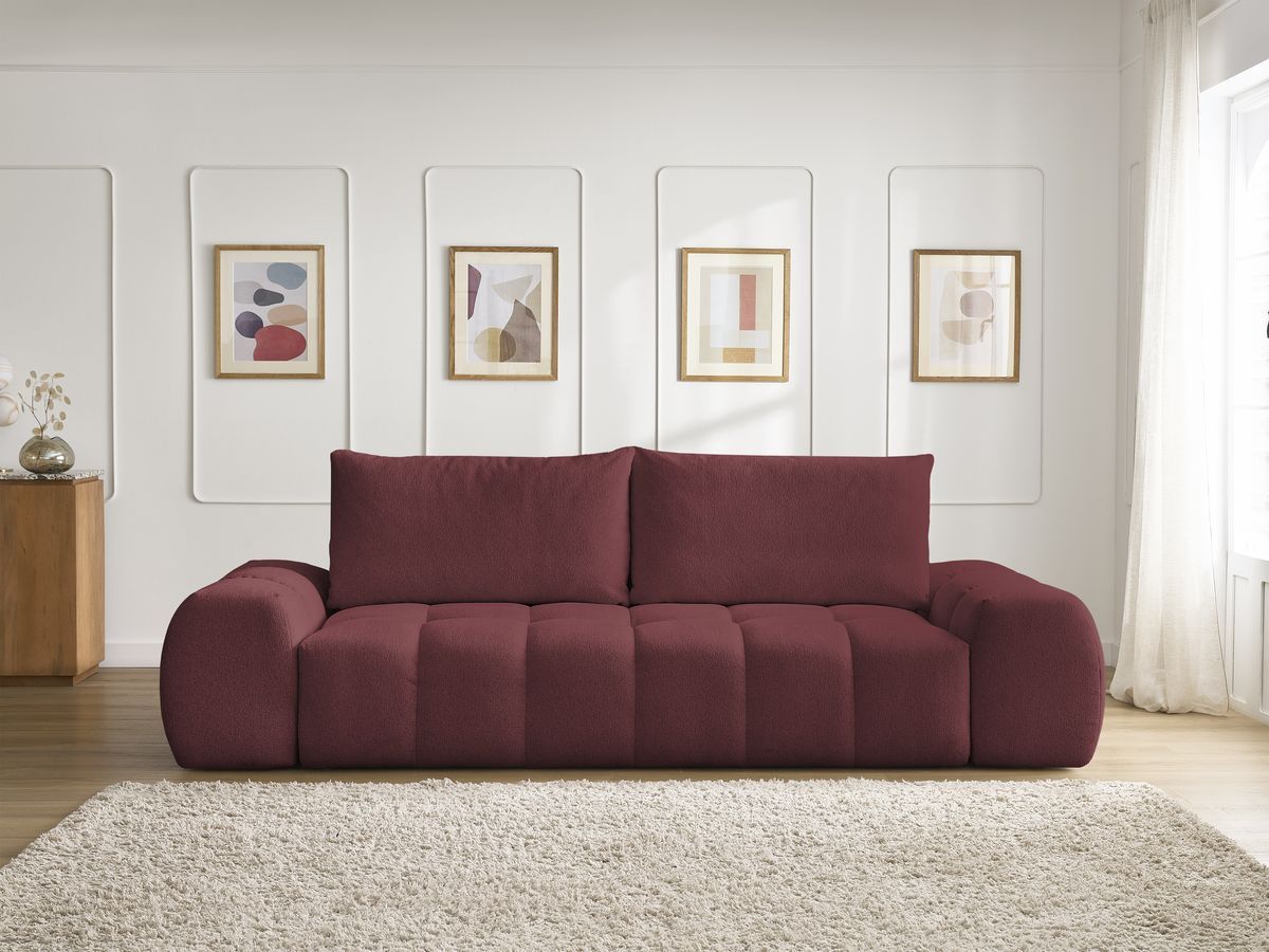 Bobochic Everest Sofa 3-Sitzer, 2 Kissen Melange-Stoff Rot