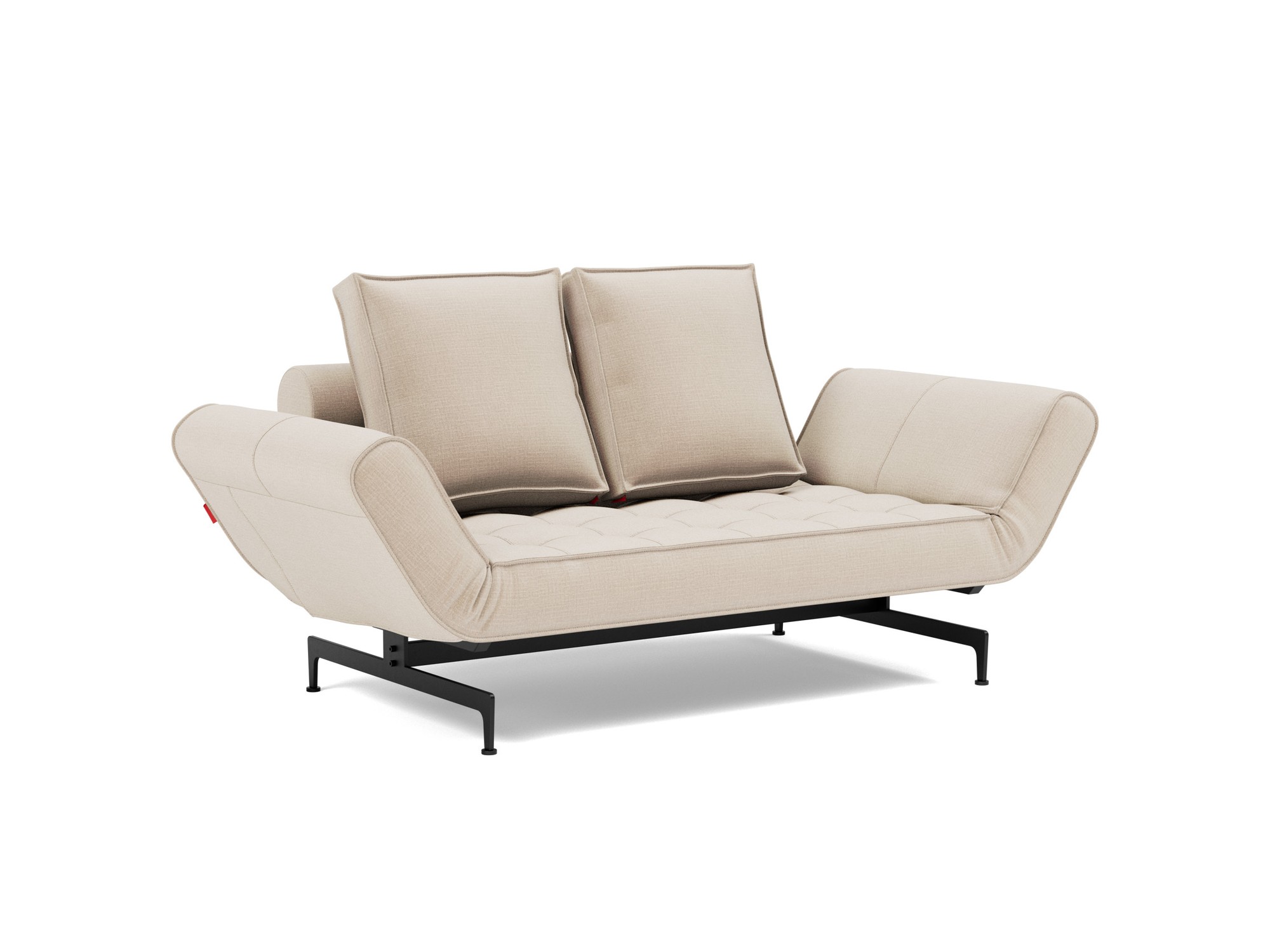 Tagesbett Ghia Chenille Esina 410-Almond-Beige Beine Laser schwarz