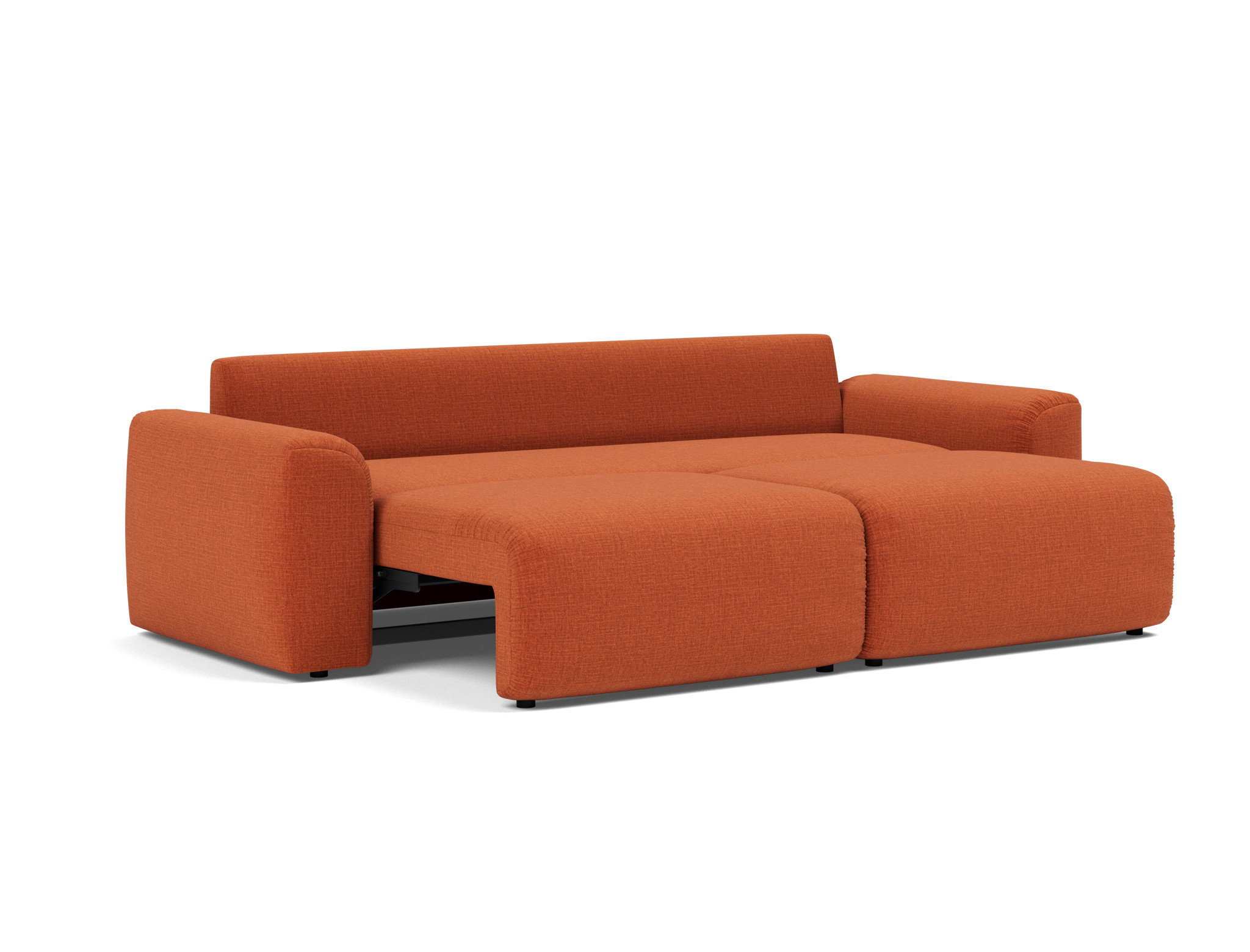 Schlafsofa Norum mit Chunky-Armlehnen Chenille Esina 412-Rust-Orange