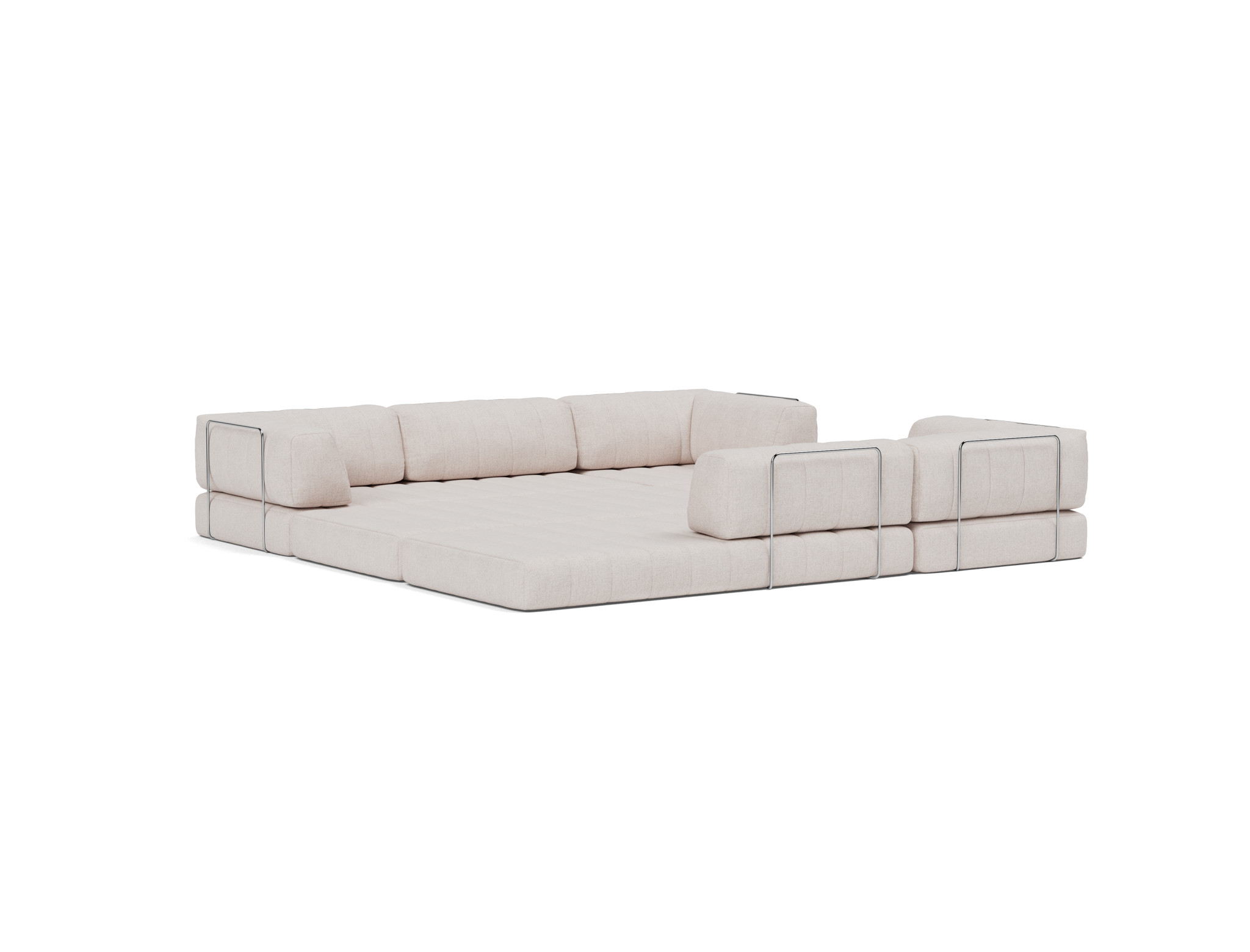 Eck-Schlafsofa CozyPad mit Armlehnen Strukturierter Stoff Weda 300-Weda-Sand