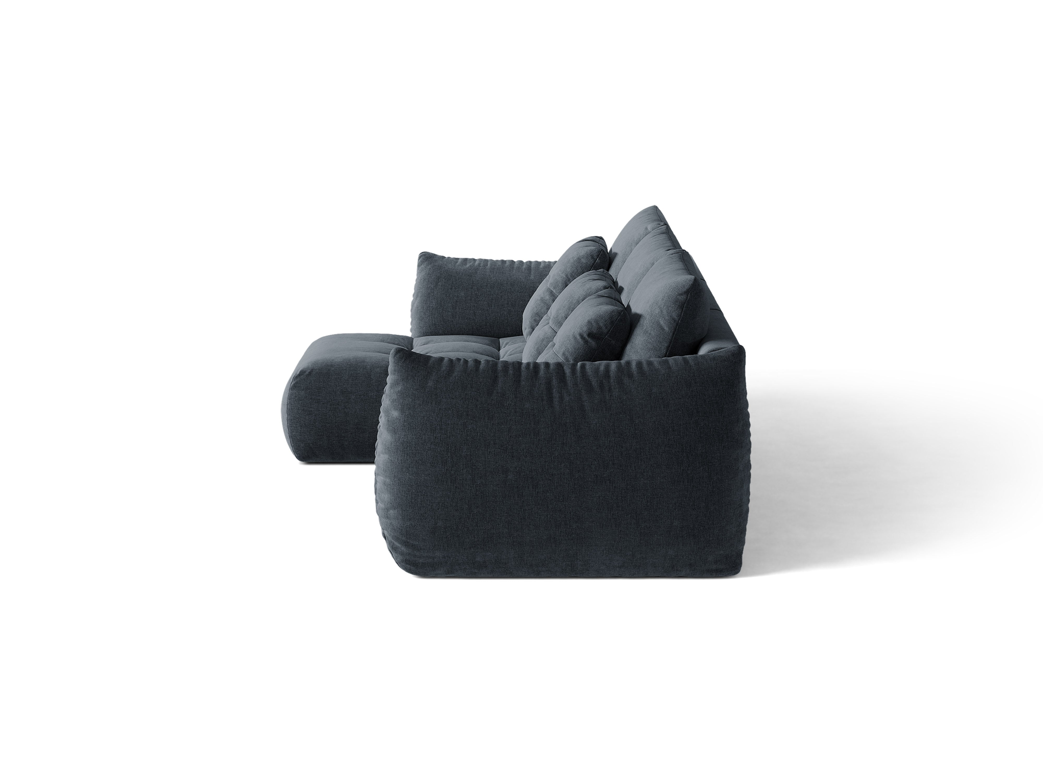 Micadoni Bloom Ecksofa 6-Sitzer Links Strukturierter Stoff Wind Marineblau