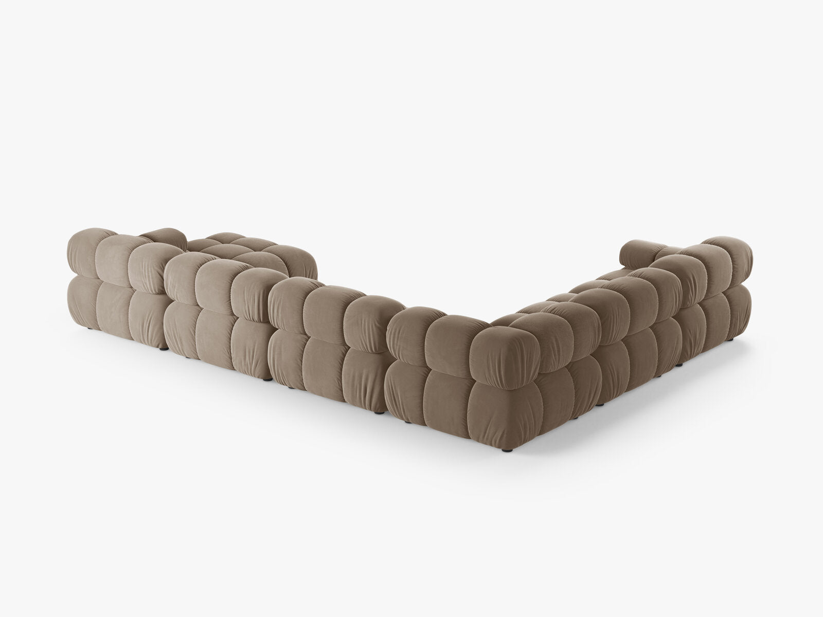 Micadoni Modulares Panorama Ecksofa Bellis 8-Sitzer Links Samt Bluvel Cappuccino