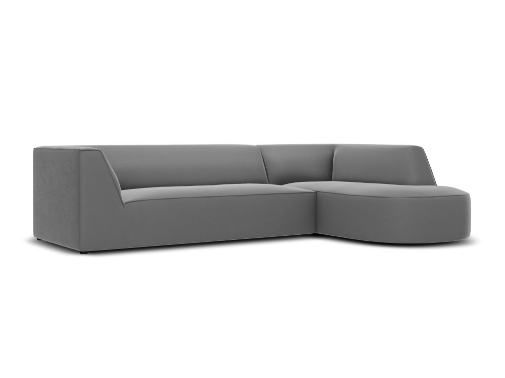 Cosmopolitan Design Ecksofa Siena 4-Sitzer abgerundet Samt Salvador Grau Rechts