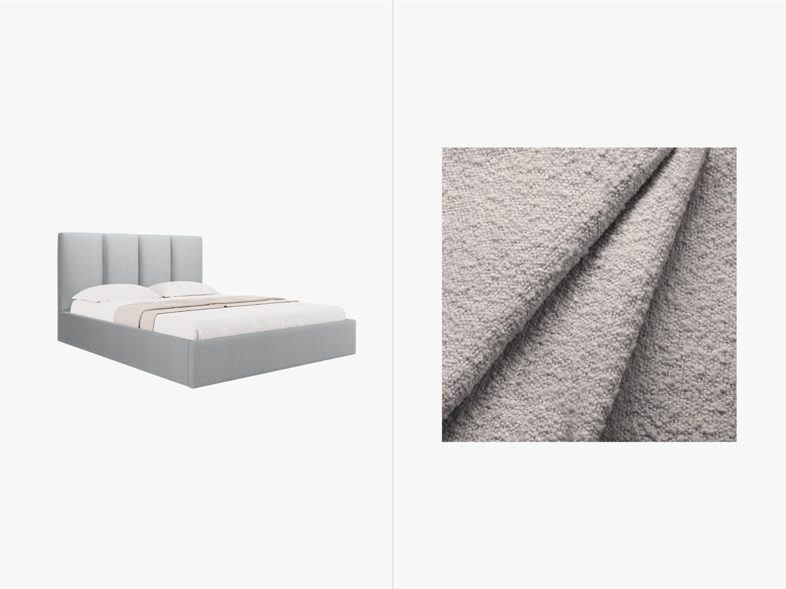 Micadoni Bett Phaedra Boucle Baloo Hellgrau 160x200