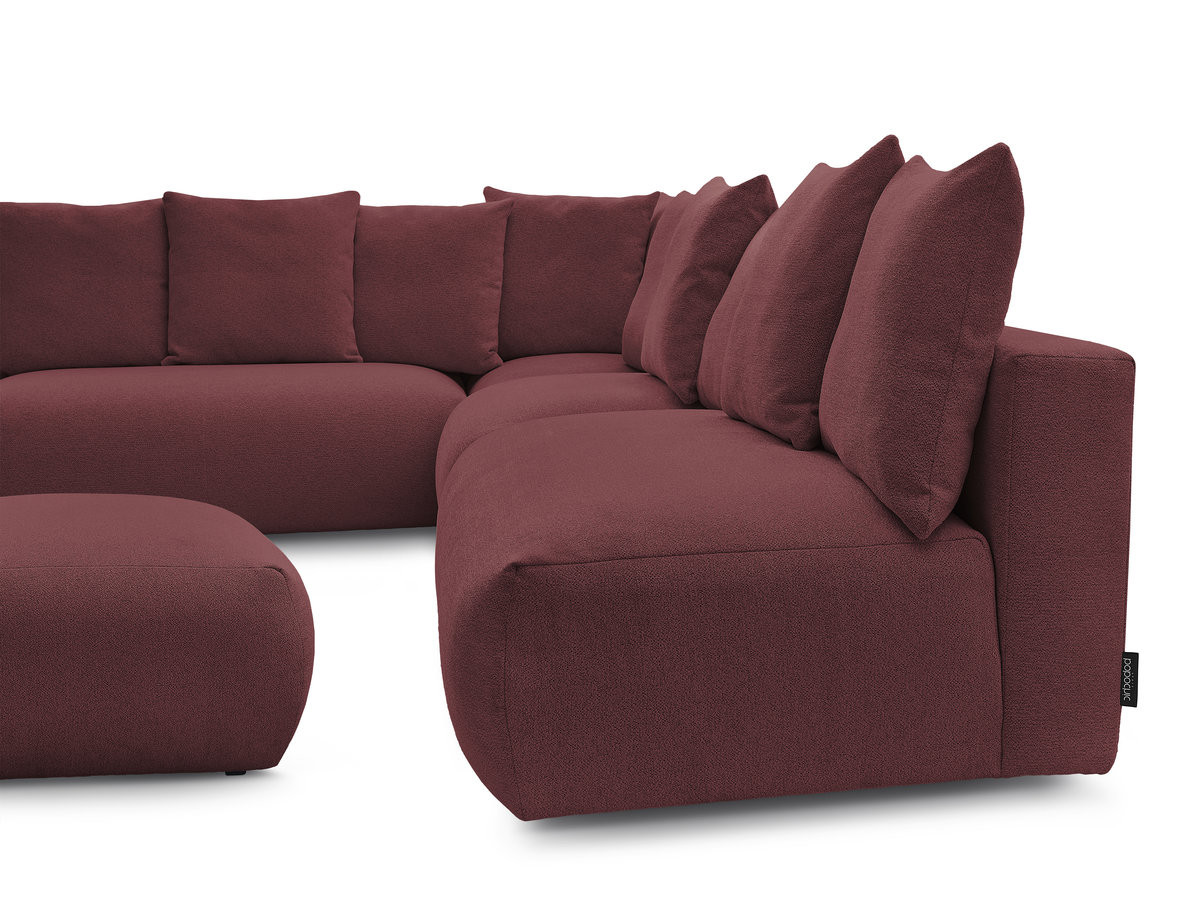 Bobochic Voltaire Ecksofa mit Pouf 322 × 268 cm Melange-Stoff Rot Ecke links